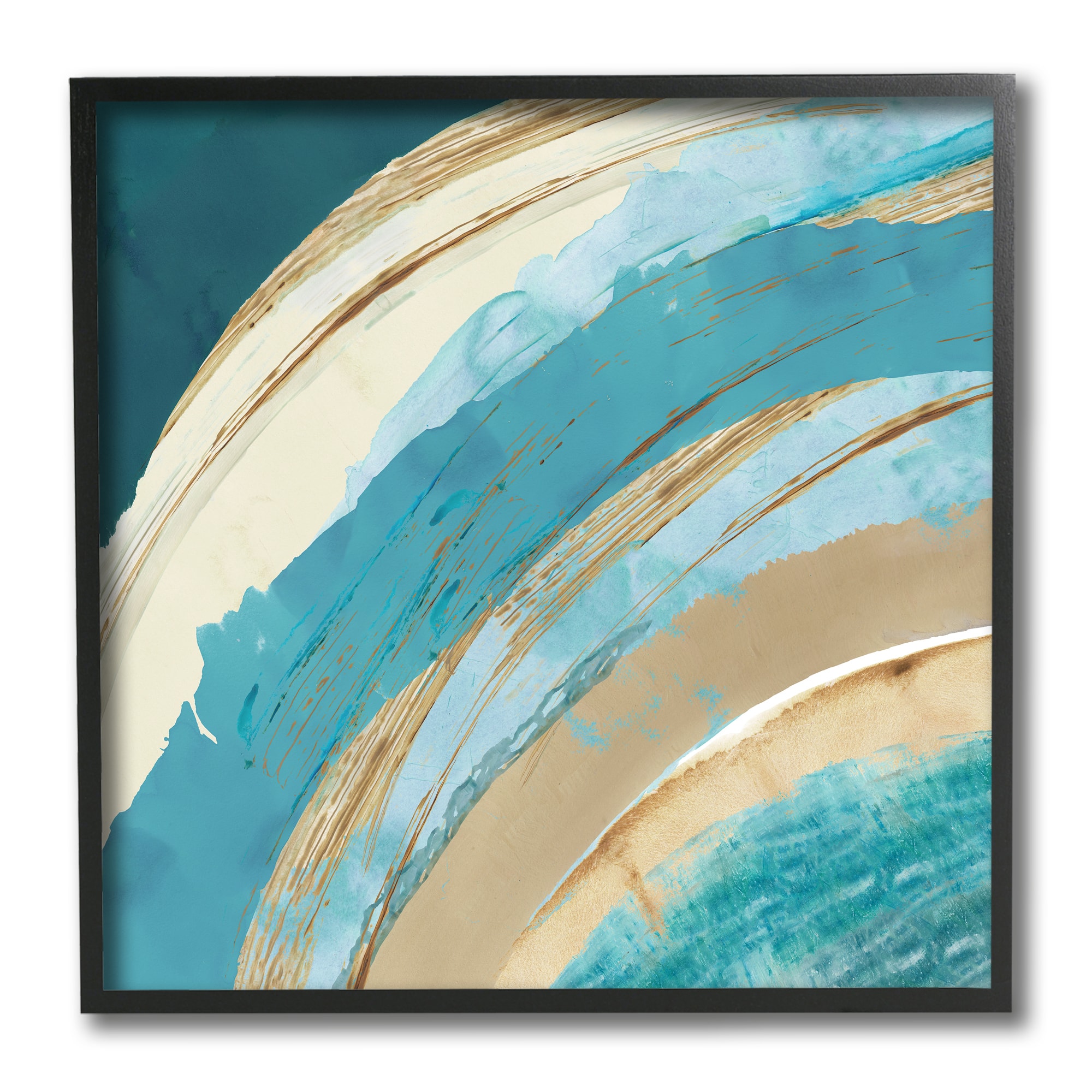 Stupell Industries Blue Wave Rainbow Abstract Blue Beige Arches,12" x 12"