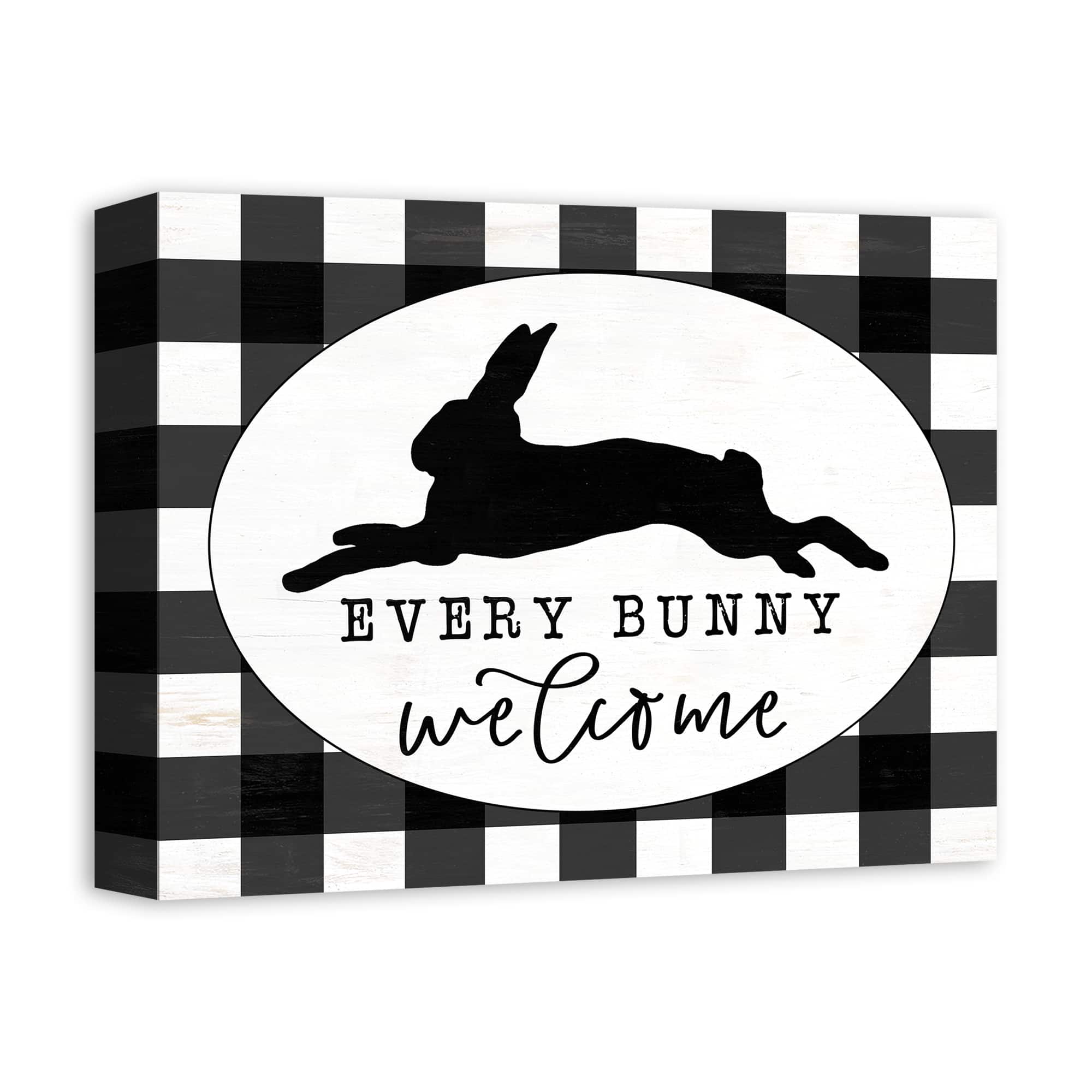 Buffalo Check Every Bunny Welcome Canvas Wall Art