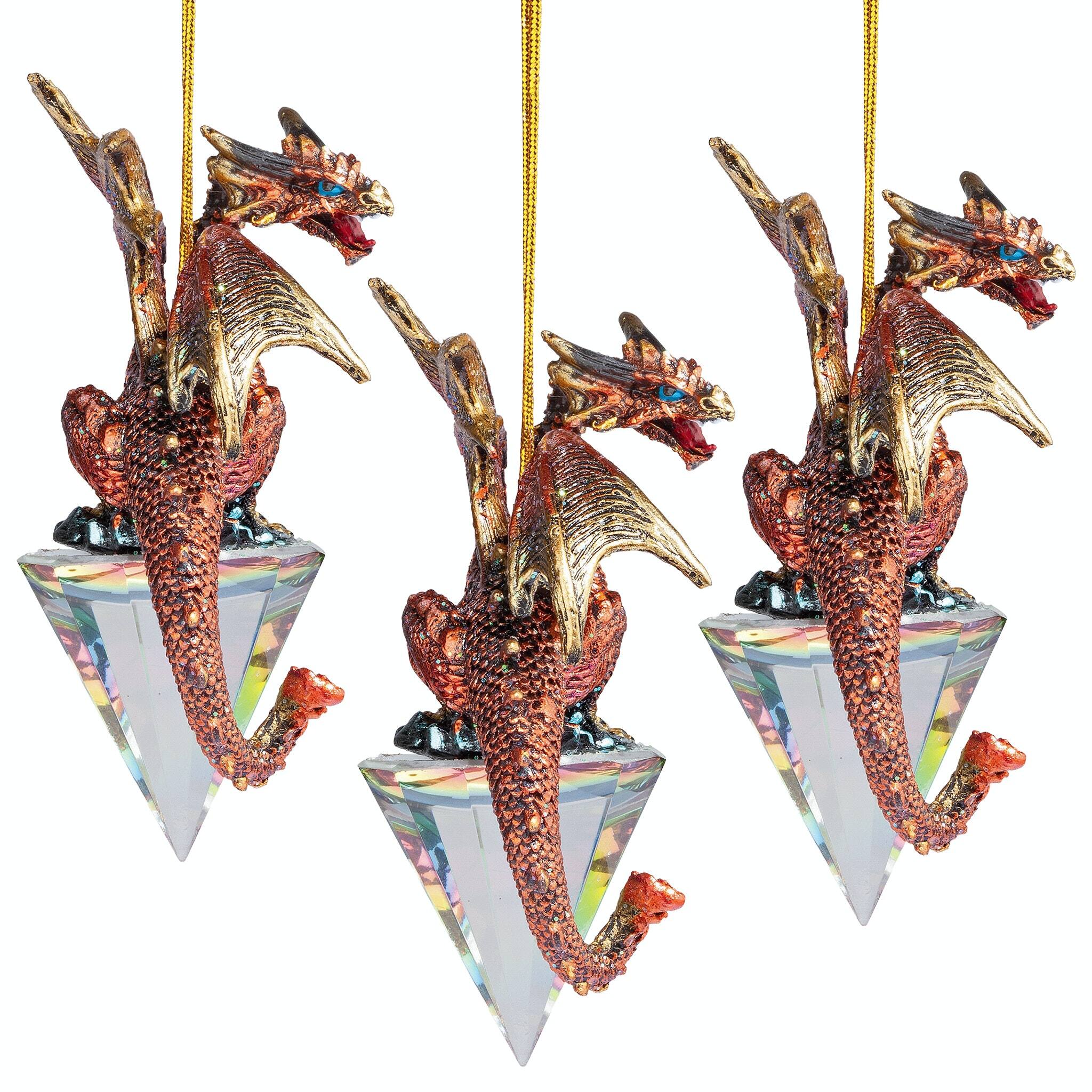 Design Toscano Diamond Dragon 2019 Gothic Ornaments, 3ct.