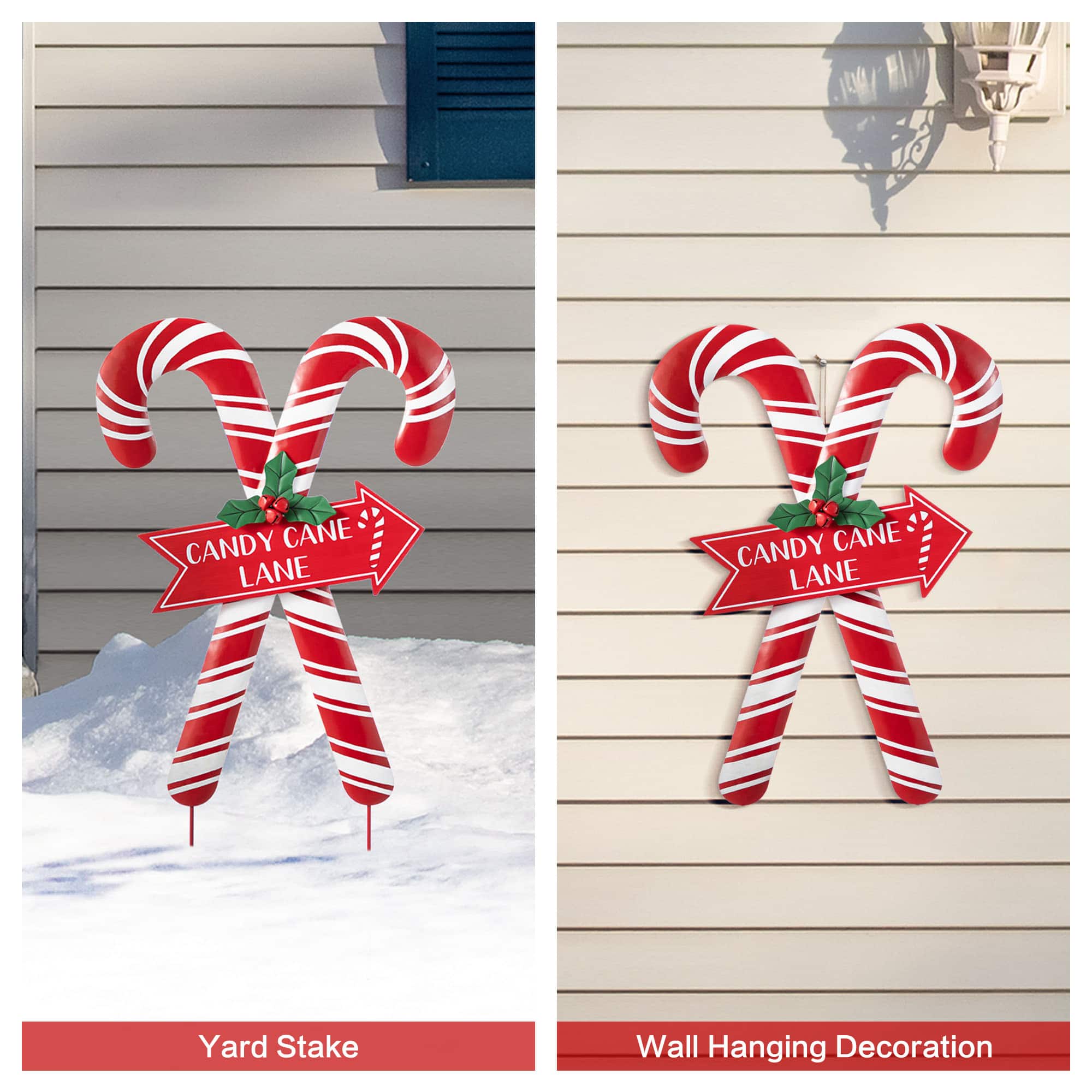 Glitzhome&#xAE; 30&#x22; Metal Christmas Candy Cane Yard Stake