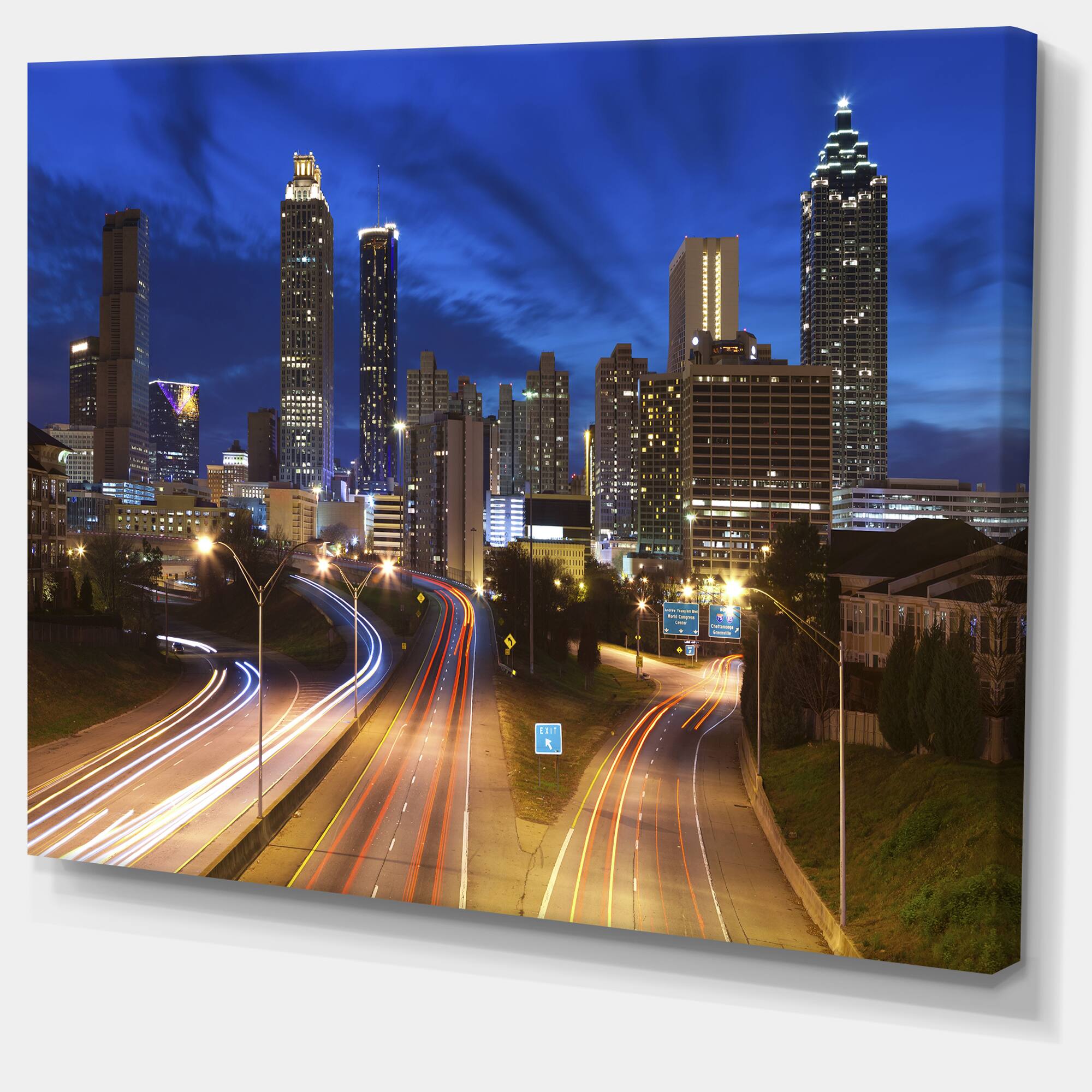 Designart - Atlanta Skyline Twilight Blue Hour - Cityscape Canvas Print