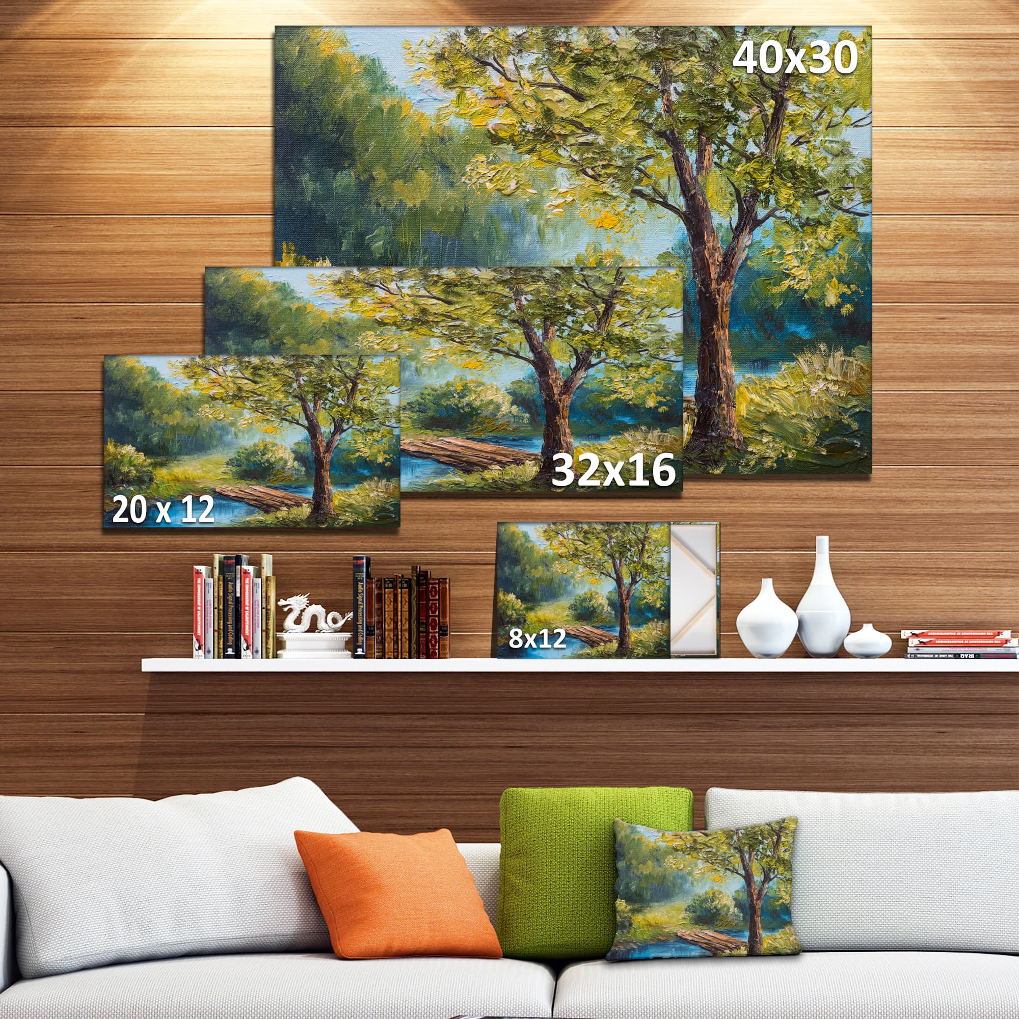 Designart - Summer Forest with Beautiful River - Landscape Art Print Canvas