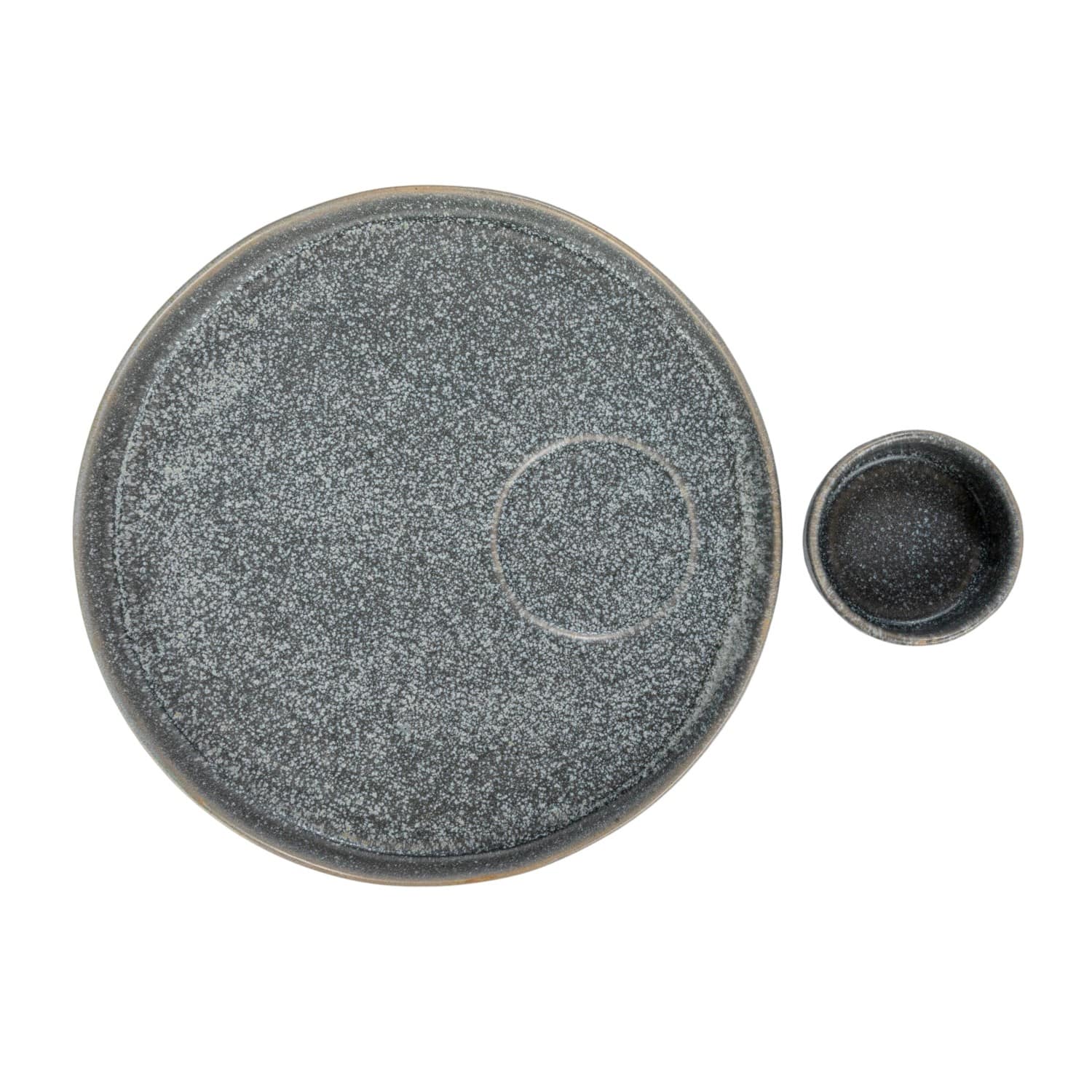 Matte Gray Stoneware Serving Plate with Dish Set