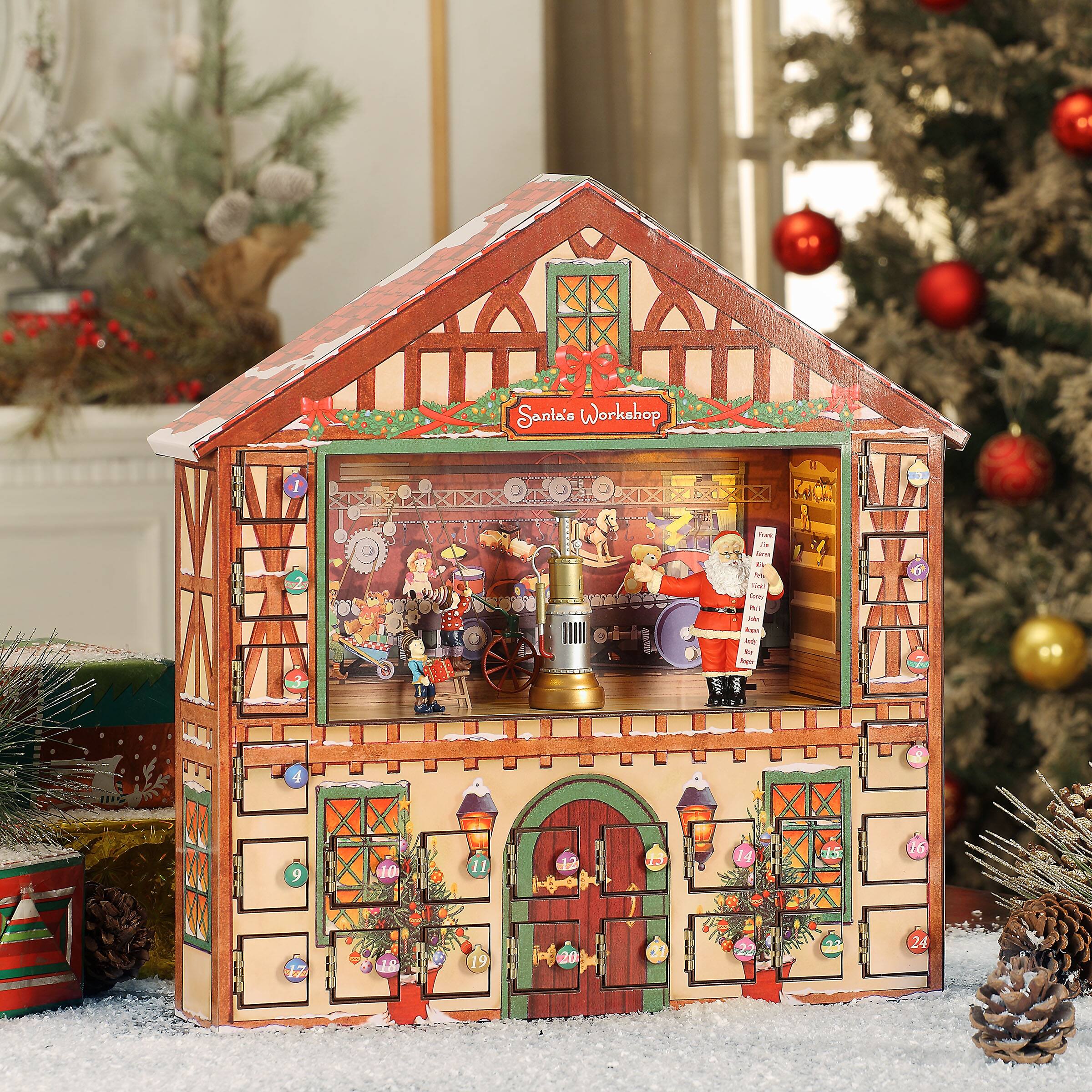 16&#x22; Animated &#x26; Musical Santa&#x27;s Workshop Advent Calendar