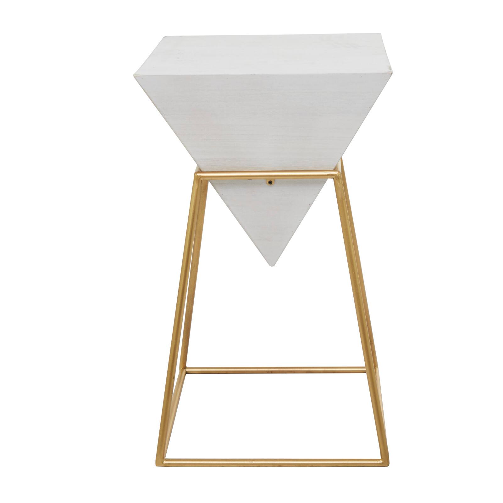Gold Metal Modern Accent Table, 24" x 20" x 17"