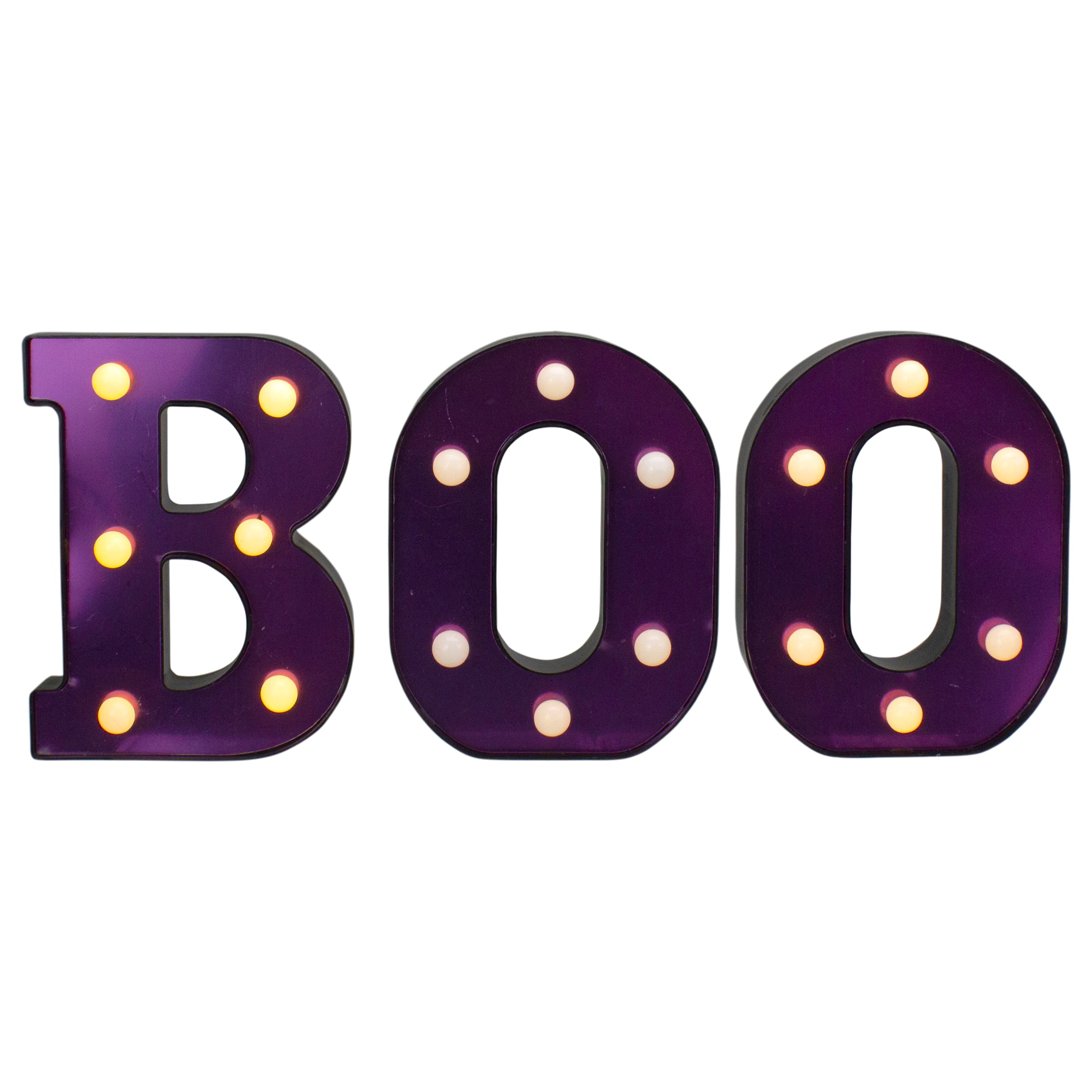 6.5" Lighted Black & Purple BOO Halloween Marquee Sign