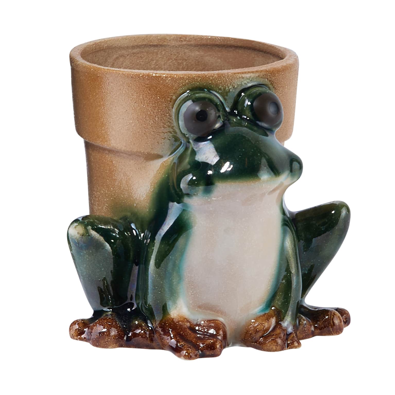 Hello Honey® 5.5" Green Stoneware Frog Planter