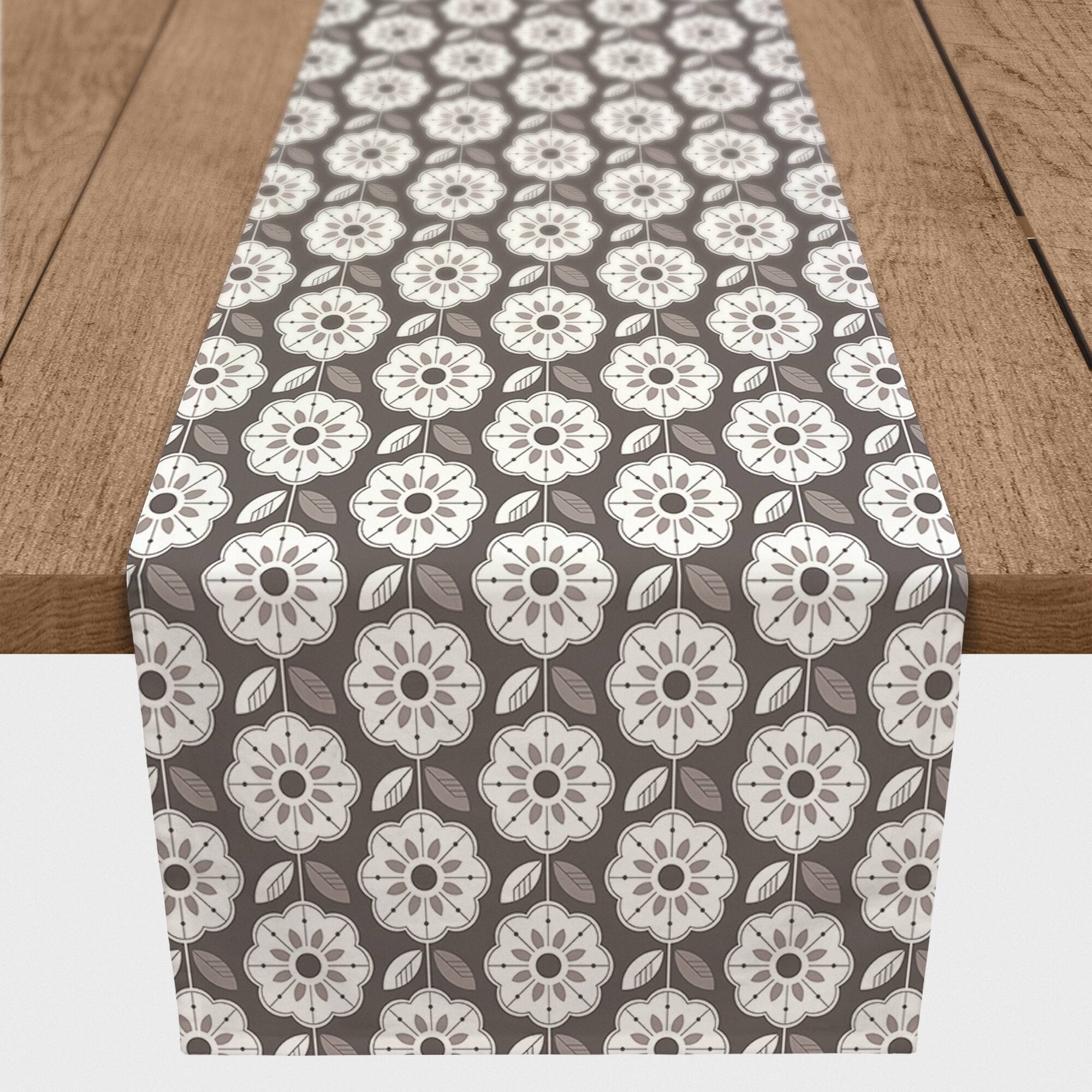 Mid Mod Flowers Outdoor Table Runner