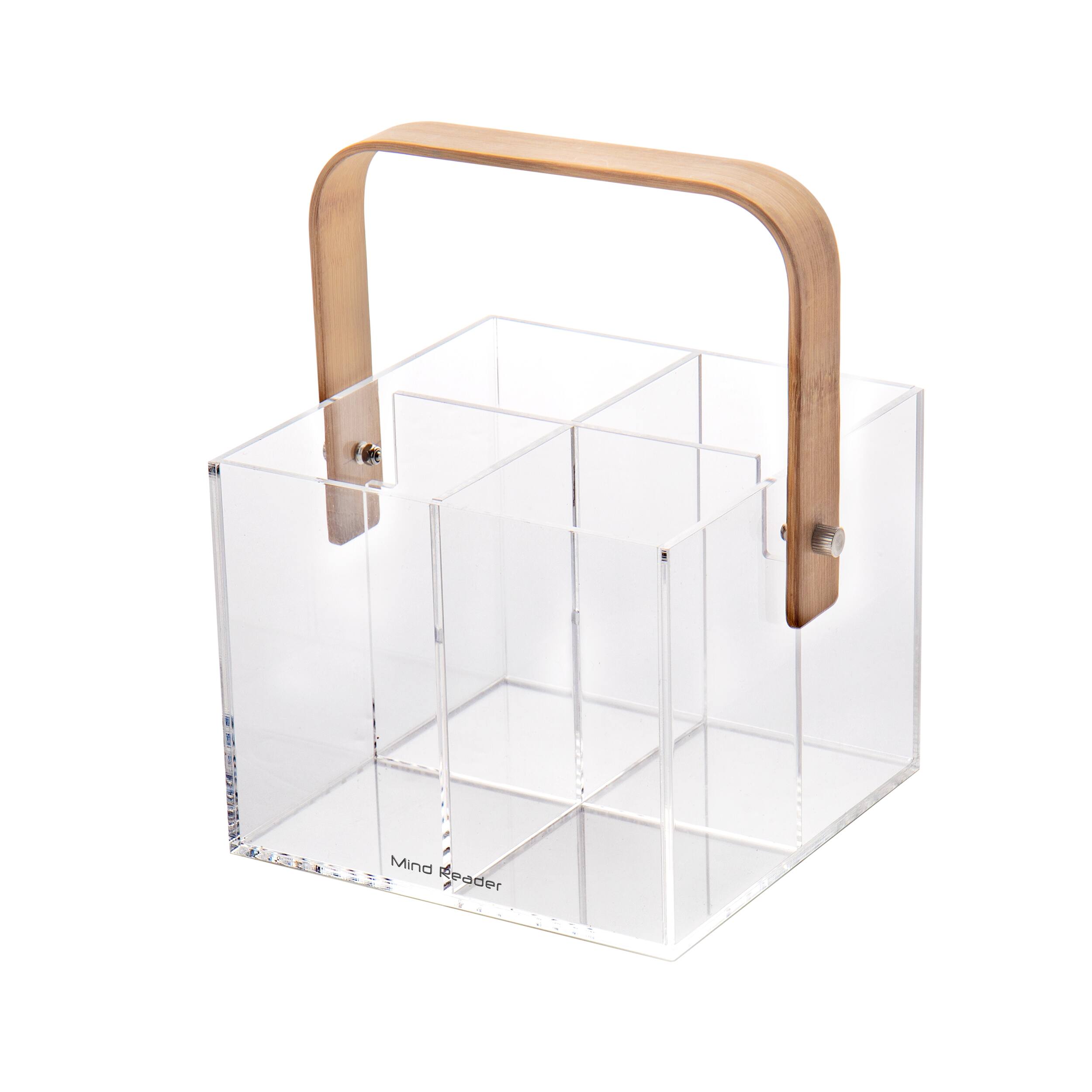 Mind Reader Modern Collection 4-Compartment Rayon from Bamboo and Acrylic Utensil Caddy