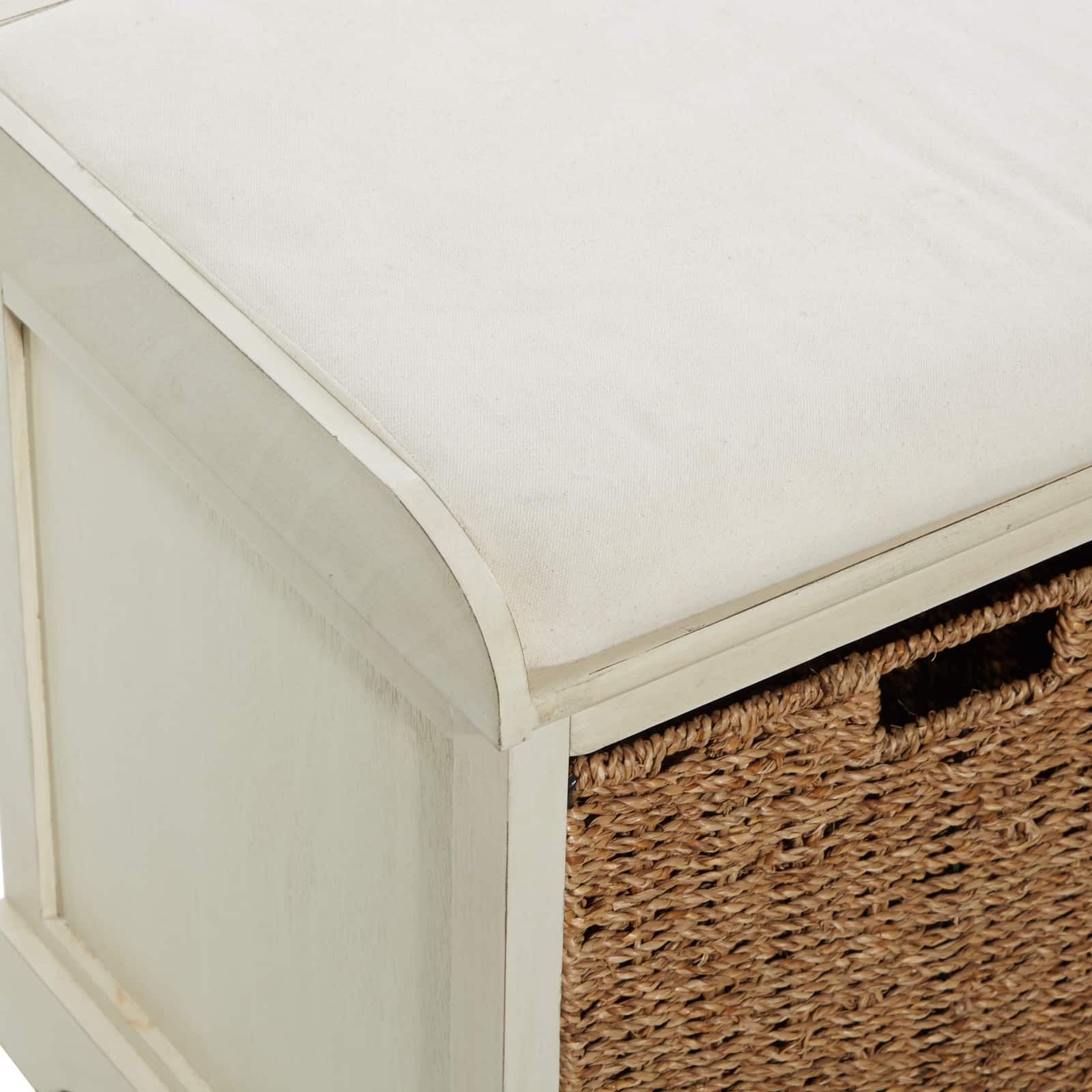 White Traditional Wood Storage Bench, 20&#x22; x 34&#x22;