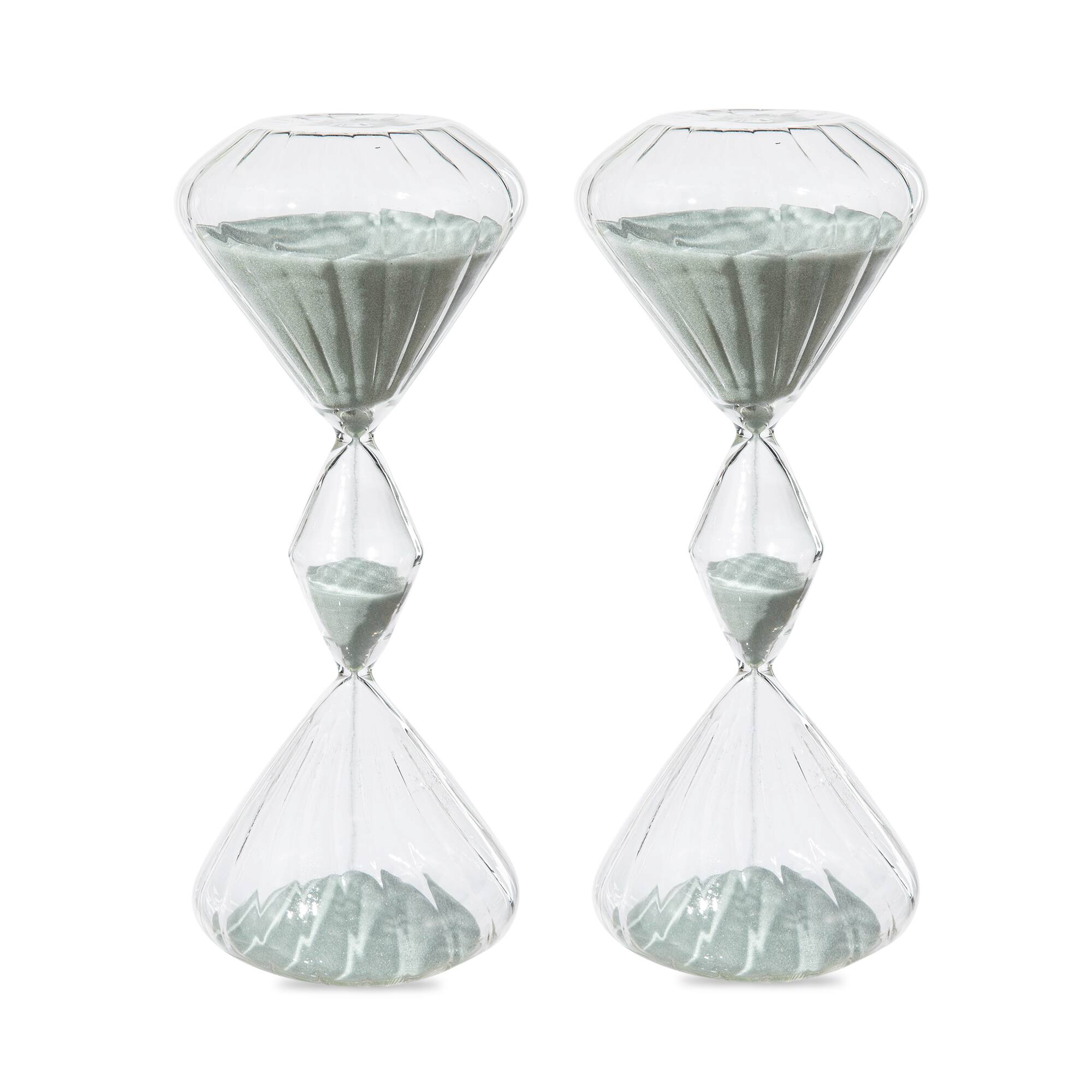 Glitzhome® 11" Geometric Tri-Layer Hourglasses with Gray Sand, 2ct.