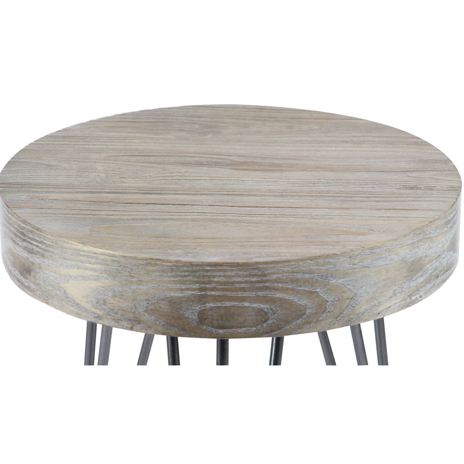 19" Brown Wood & Metal Modern Accent Table
