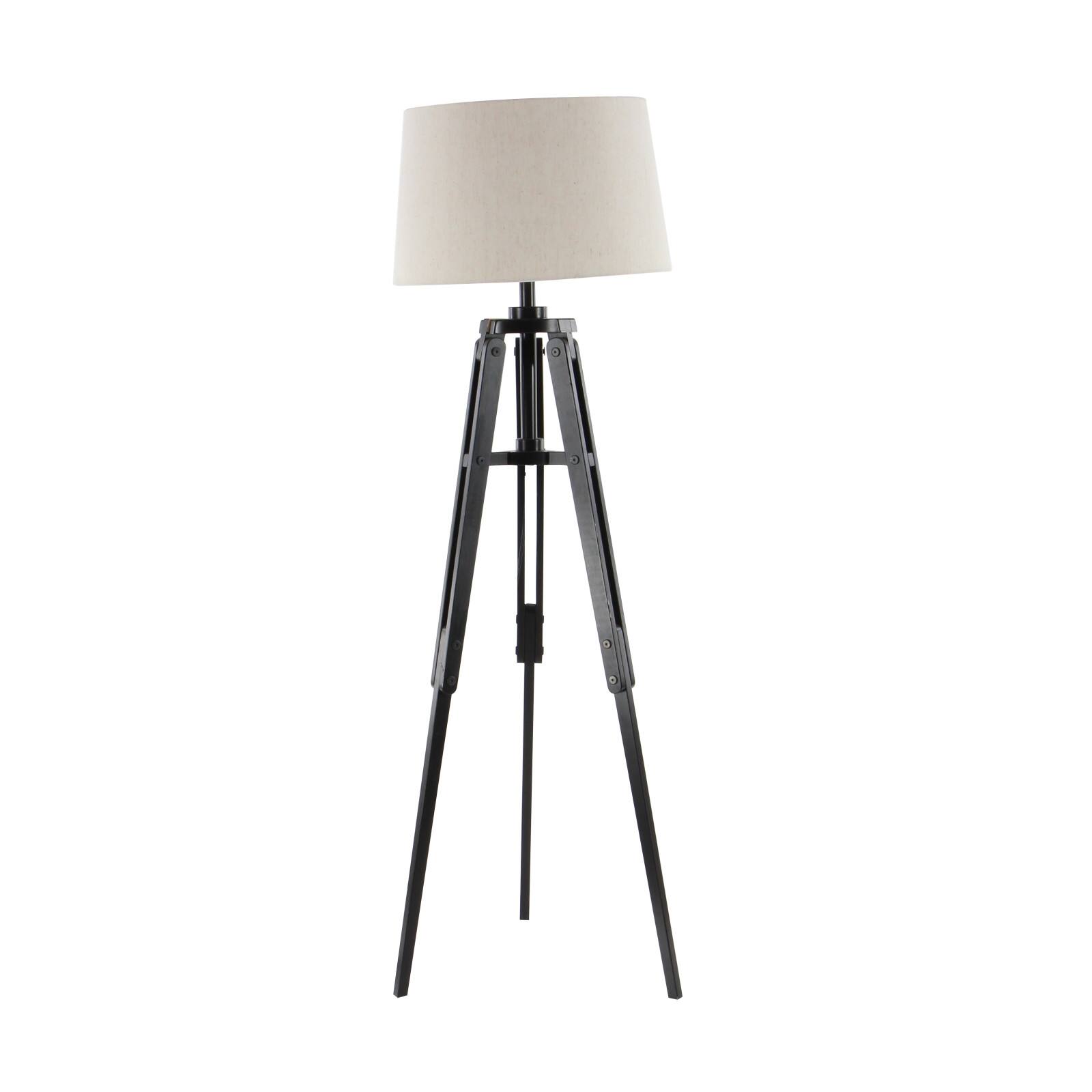 Black Wood Industrial Floor Lamp, 62" x 21" x 21"