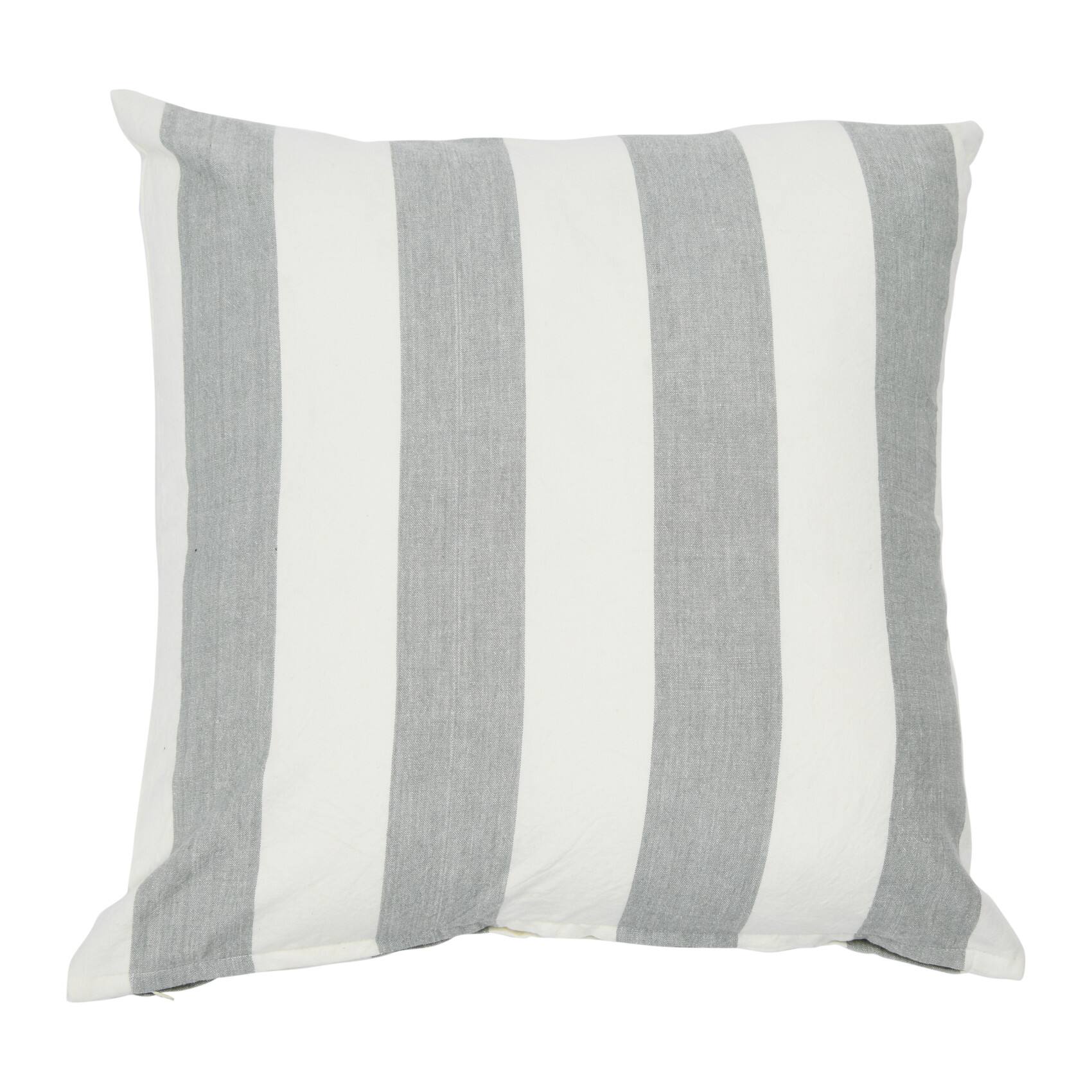 Hello Honey® 20'' Square Gray Striped Cotton Pillow Cover