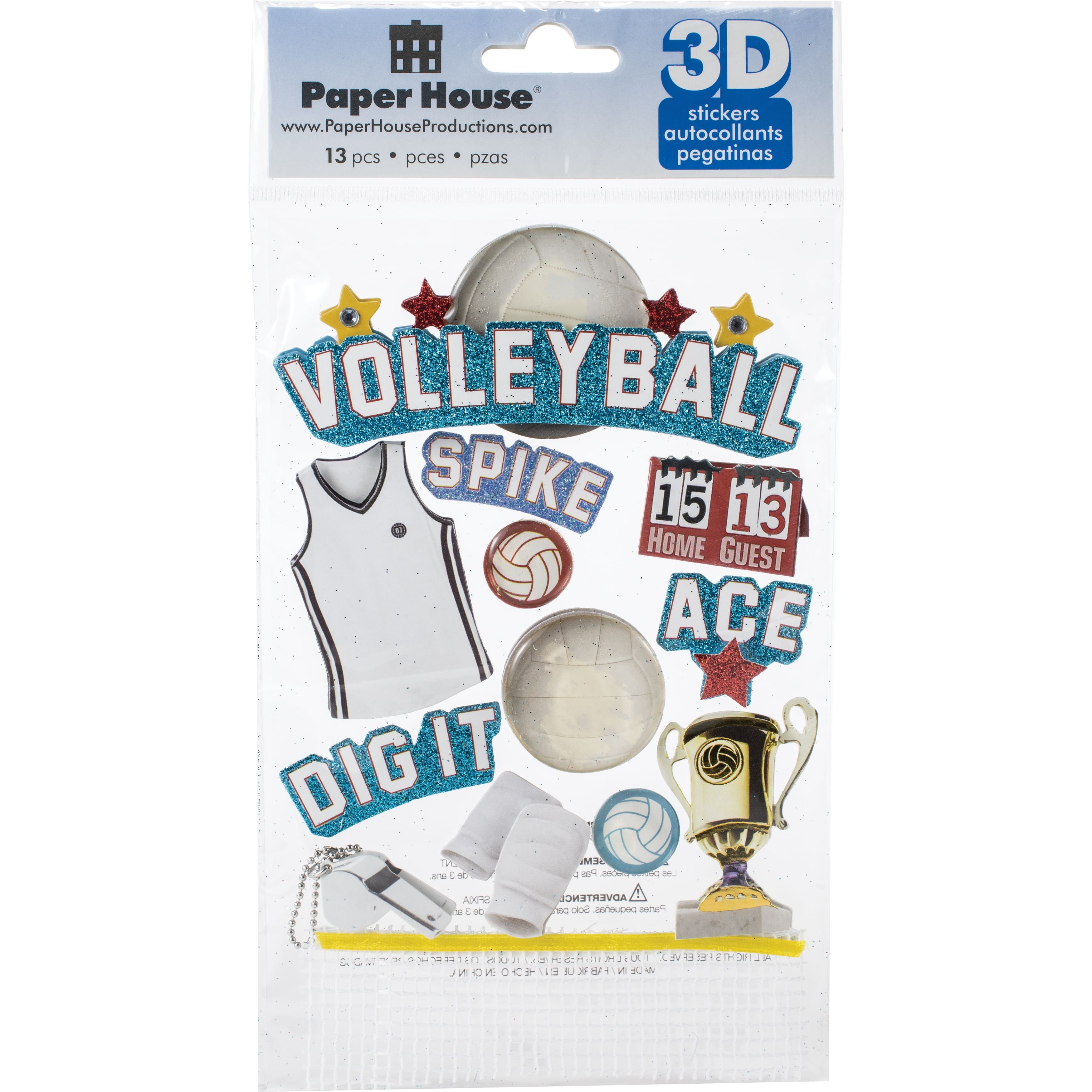 Paper House&#xAE; Volleyball 3D Stickers