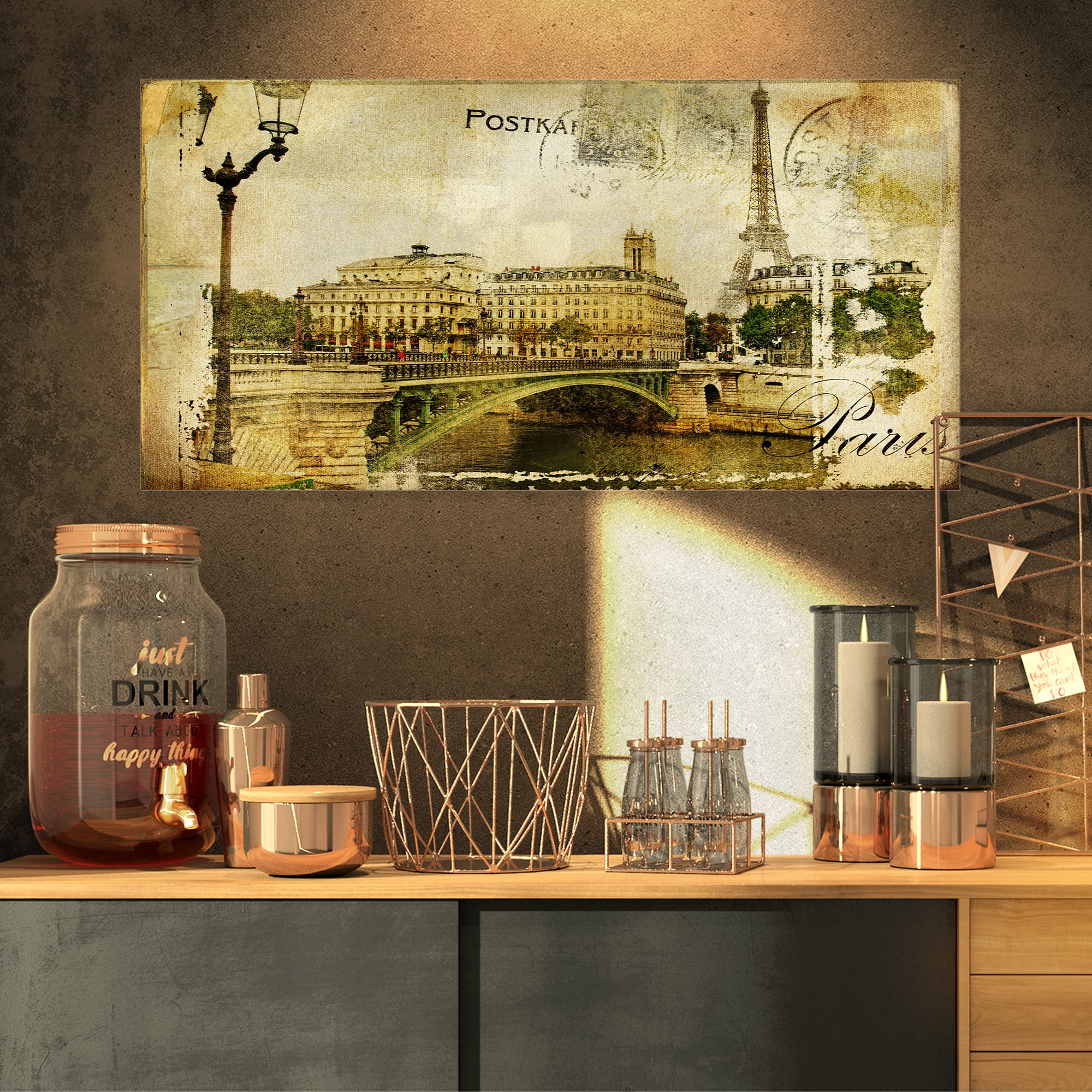 Designart - Vintage Paris - Abstract Cityscape Art