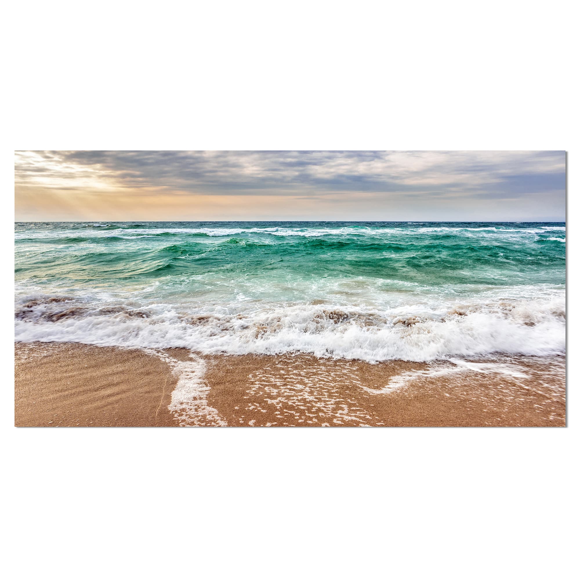 Designart - Crystal Clear Blue Foaming Waves - Seascape Canvas Art Print