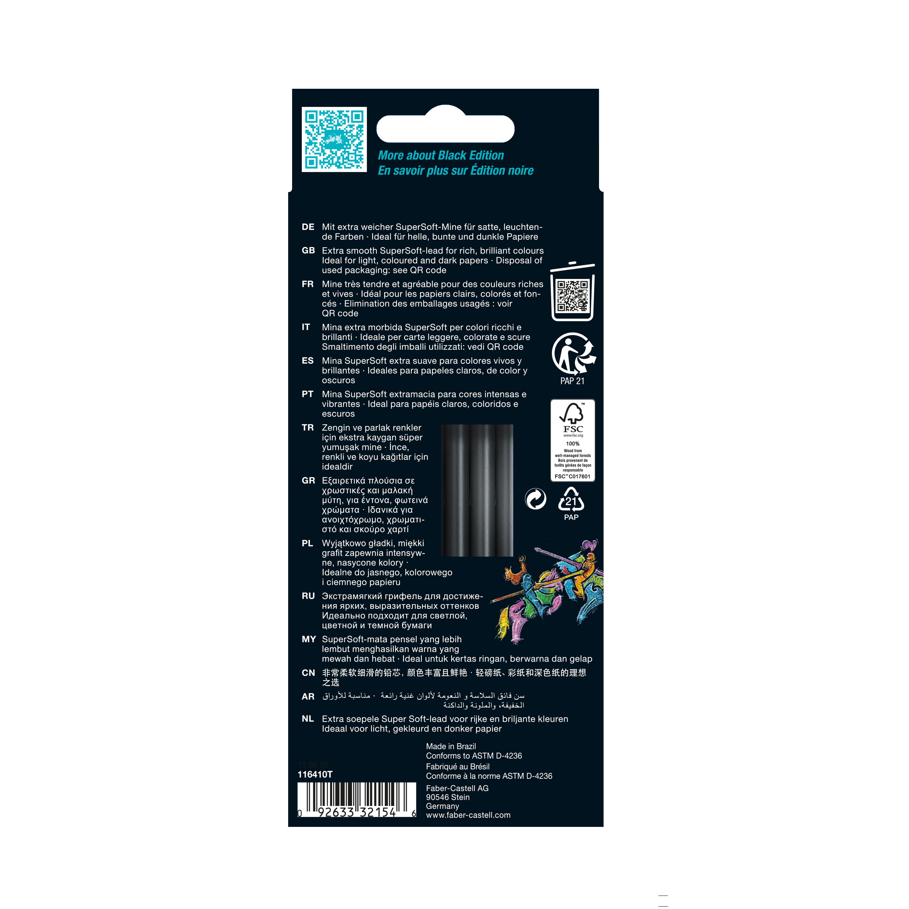 Crayons de couleur pastel Black Edition de Faber-Castell