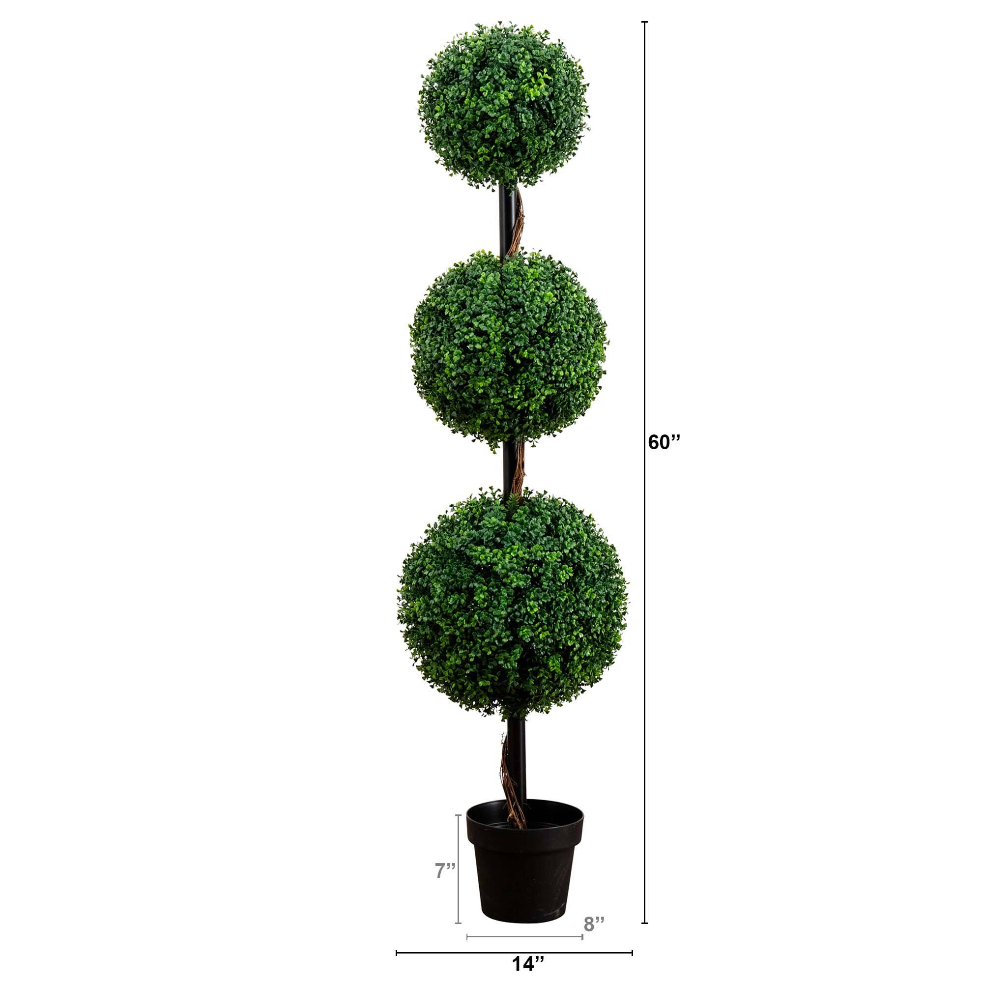 5ft. Potted Artificial Triple Ball Boxwood Topiary Tree