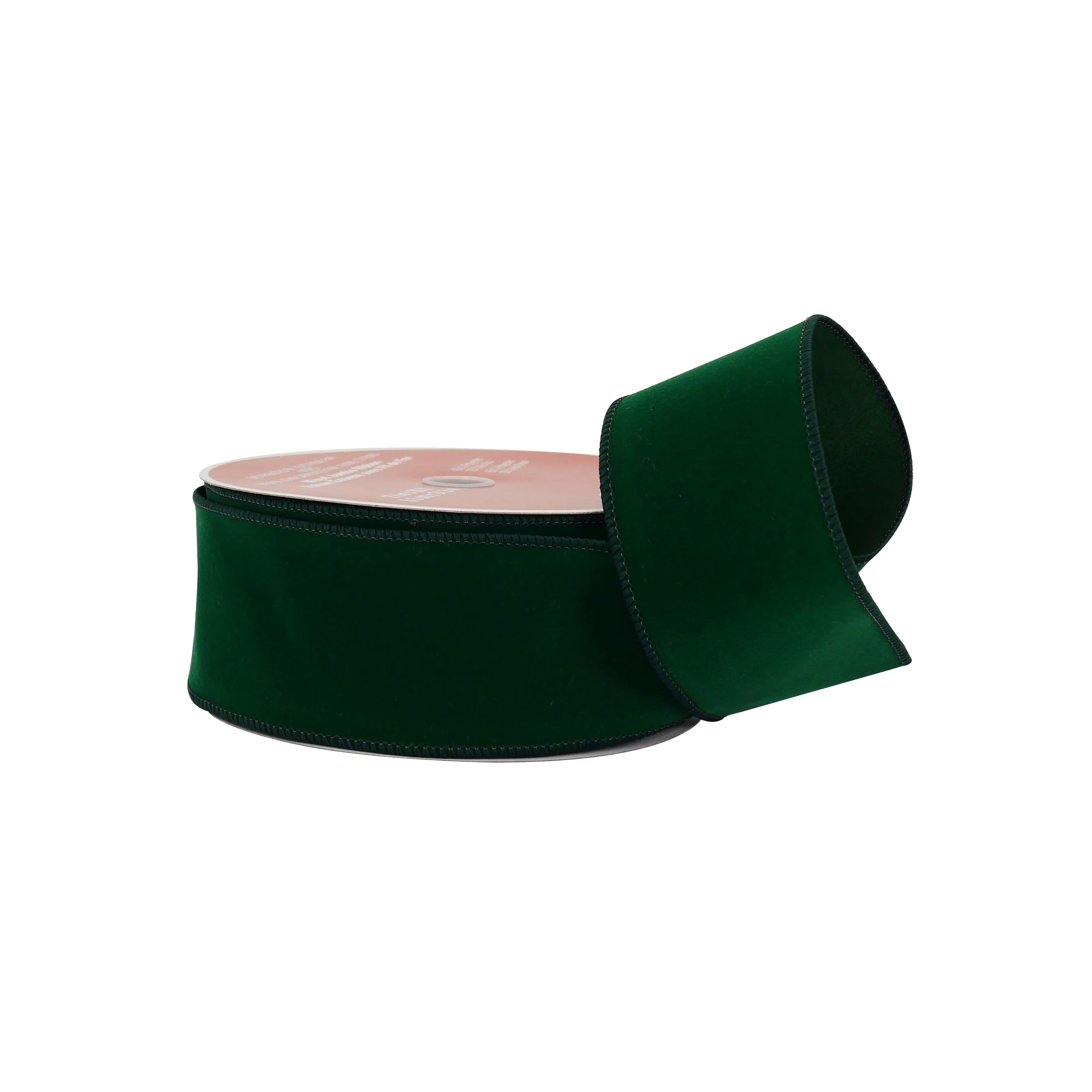2.5&#x22; x 80ft. Green Velvet Wired Jumbo Ribbon by Celebrate It&#xAE;