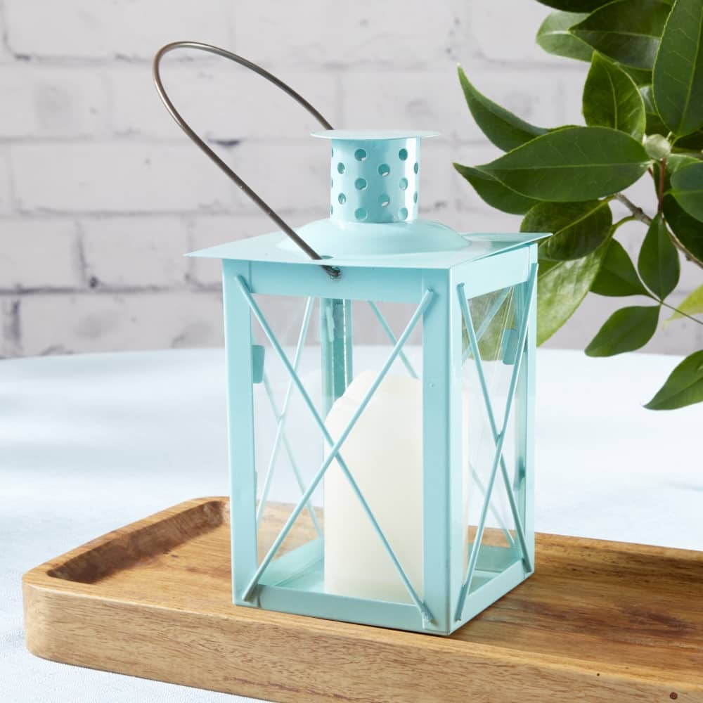 Kate Aspen® Medium Luminous Blue Lantern Tea Light Holder