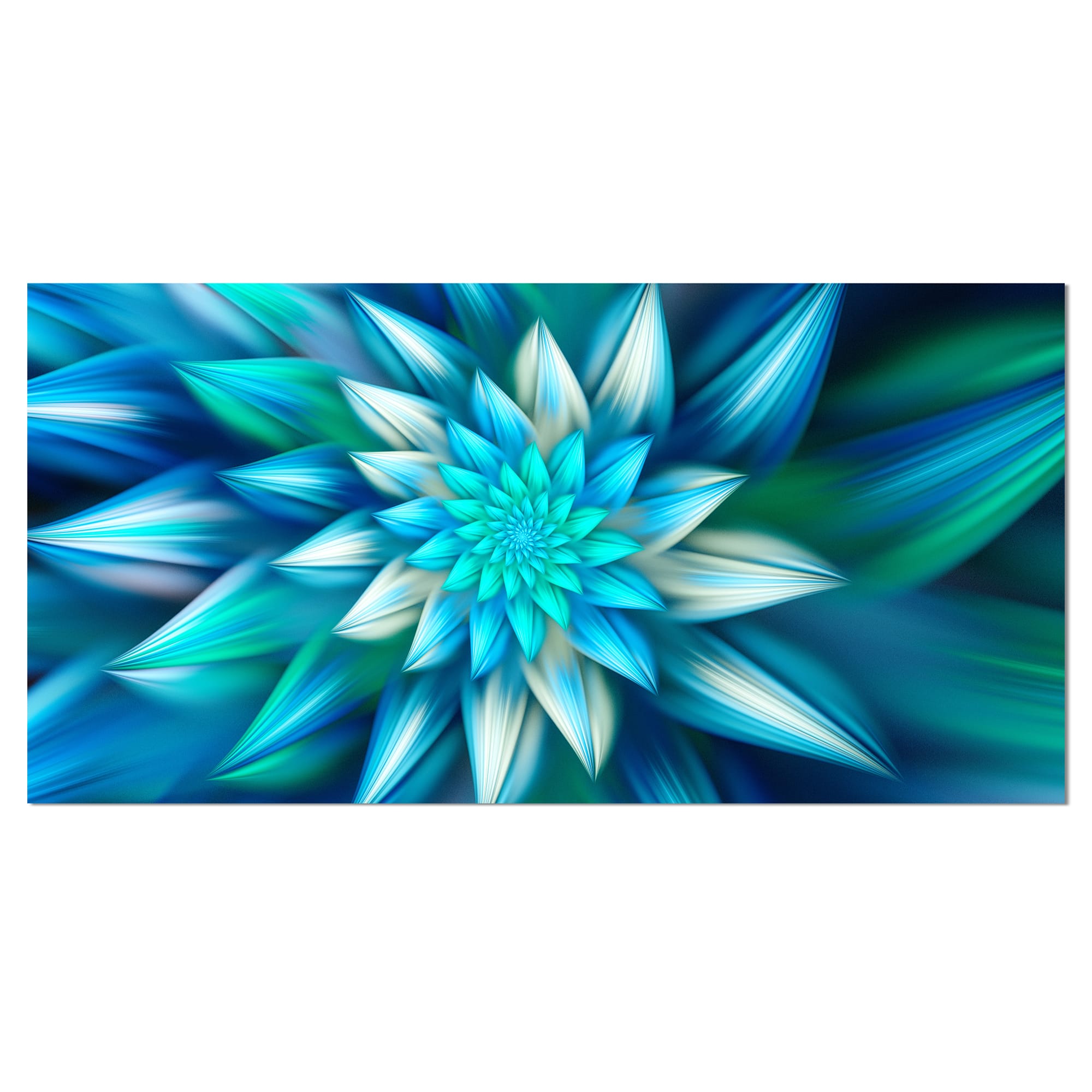 Designart - Huge Blue Fractal Flower - Floral Canvas Art Print