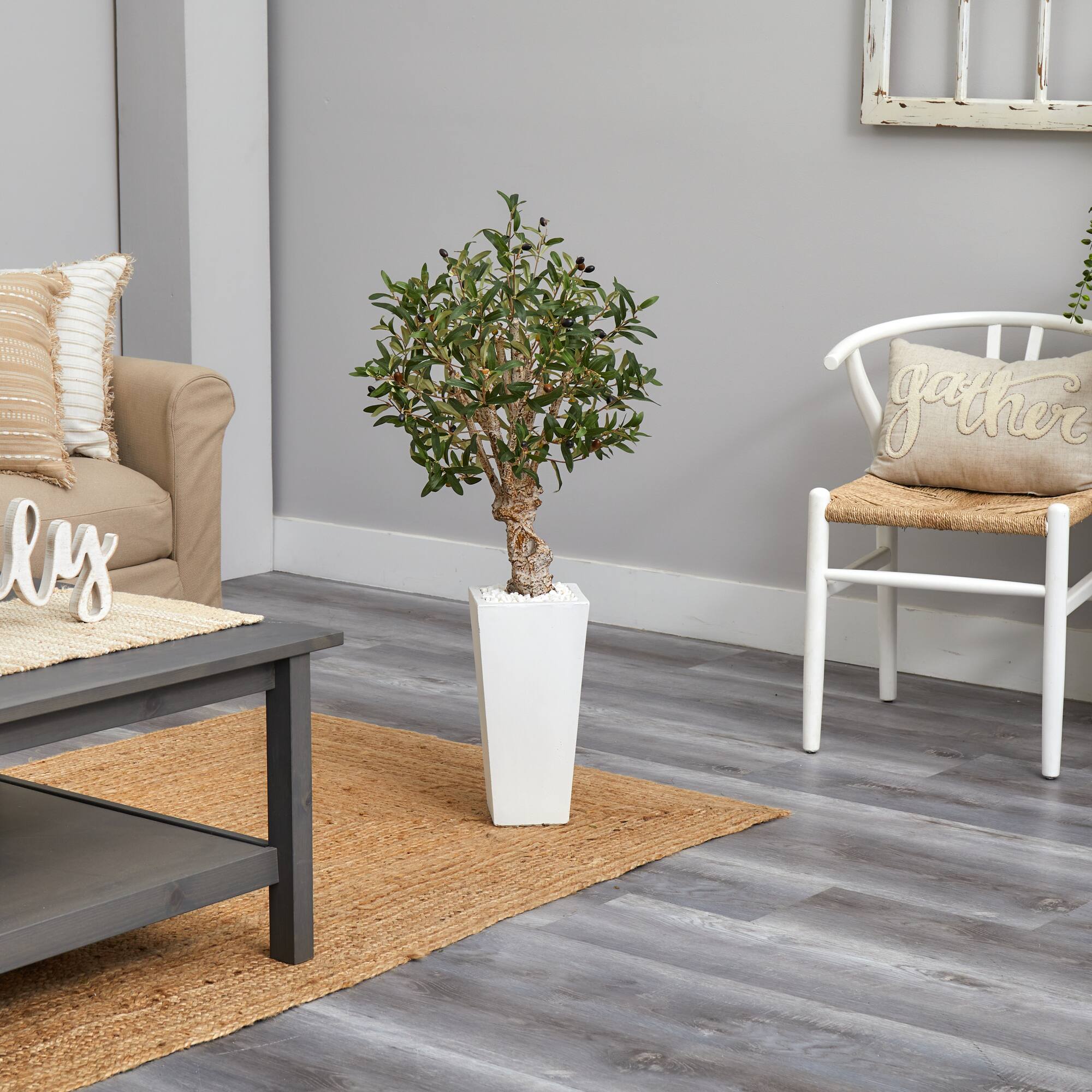 3.5ft. Olive Tree in White Tower Planter