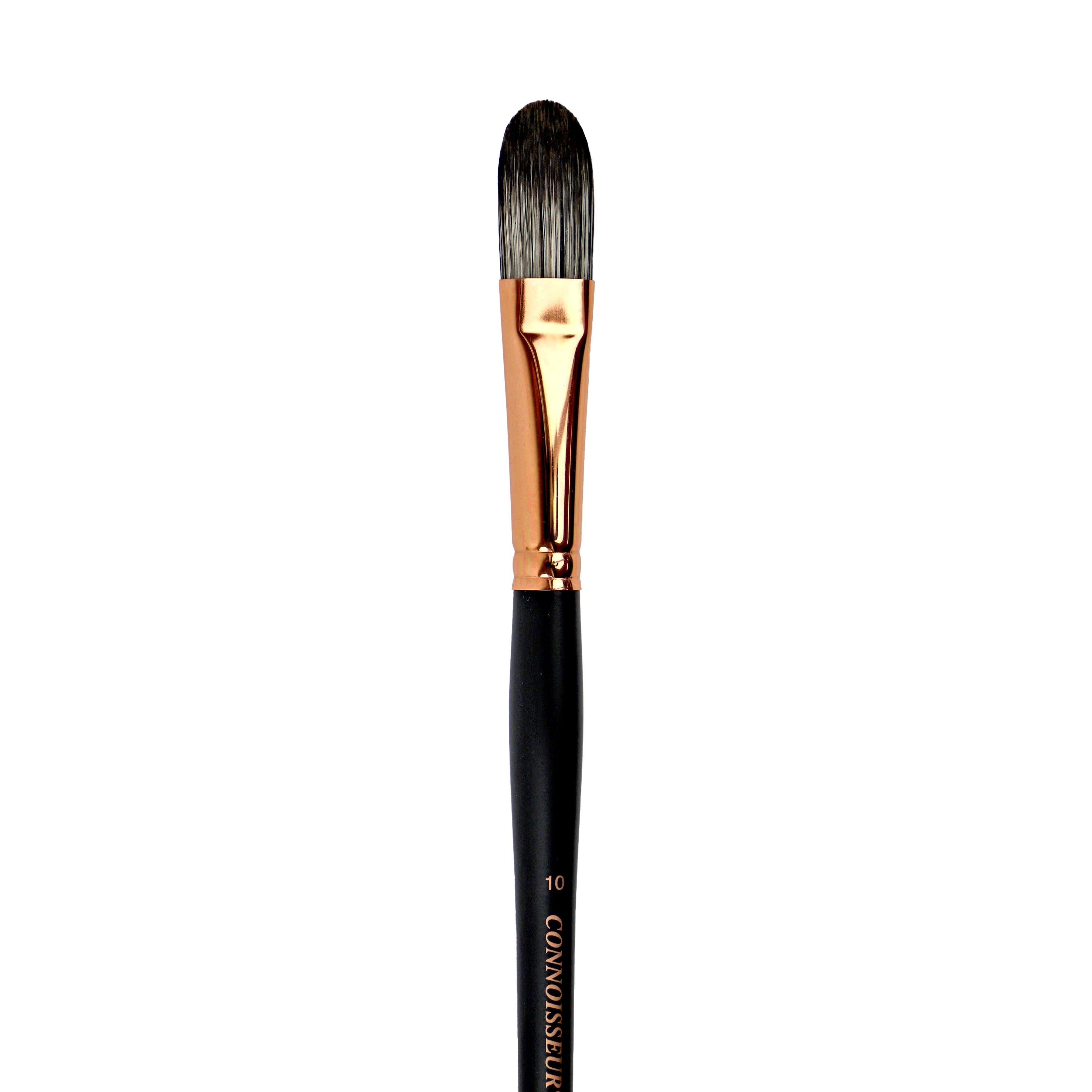 Connoisseur&#xAE; Black &#x26; White Hog Bristle Long Handle Filbert Brush