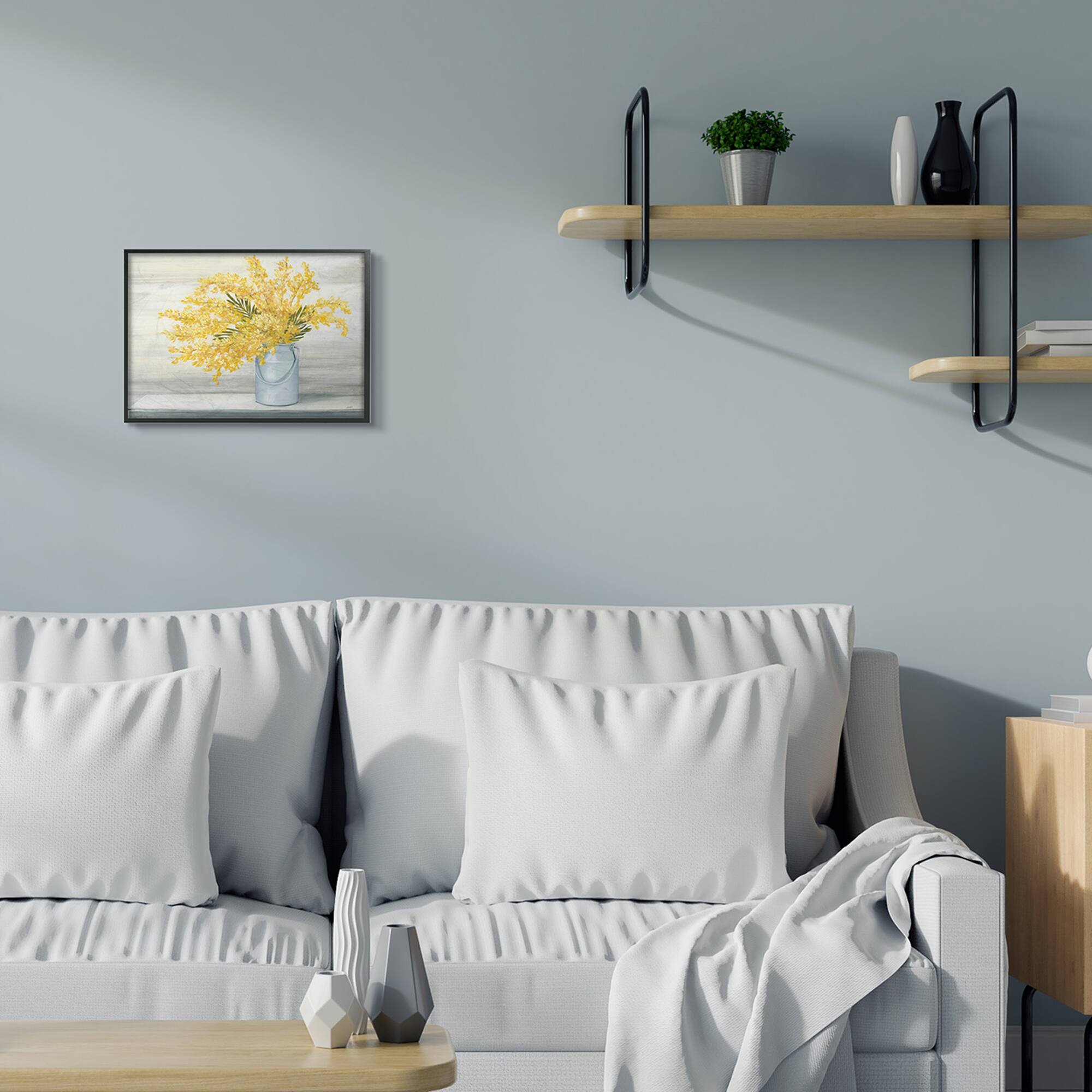 Stupell Industries Golden Fall Bouquet in Milk Tin Wall Art in Black Frame