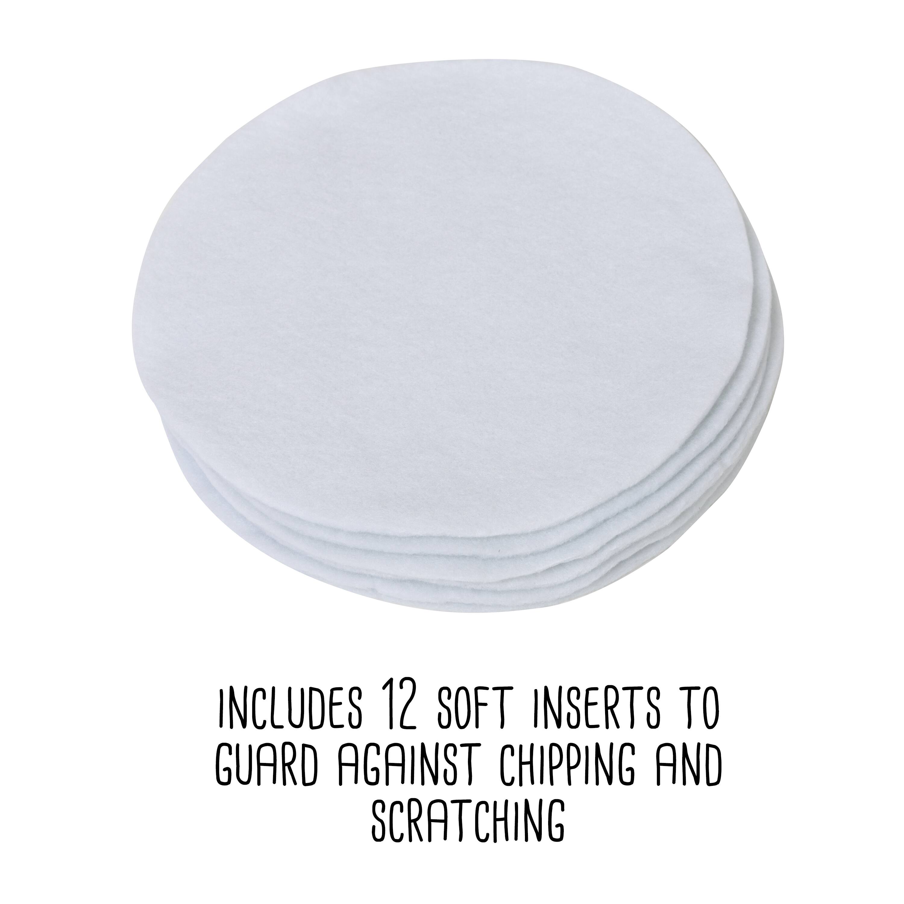 Honey Can Do 10" Gray Round Dinnerware Storage Box