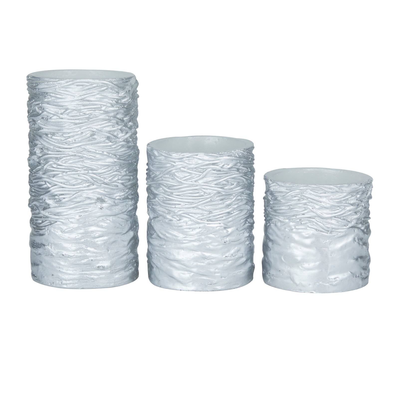 Silver Traditional Flameless Candle Set