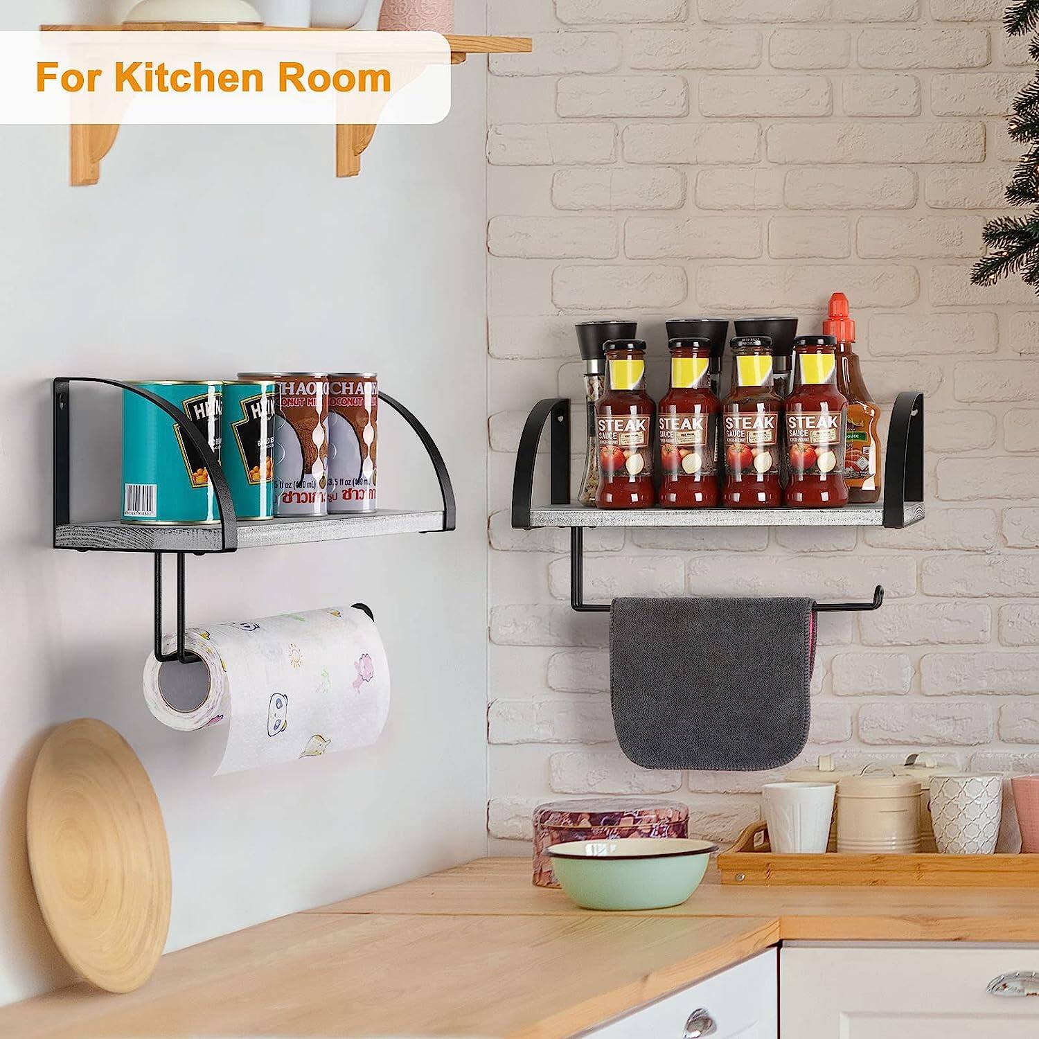 NEX&#x2122; 15&#x22; Wall Mounted Paper Towel Holder with Wood Shelf