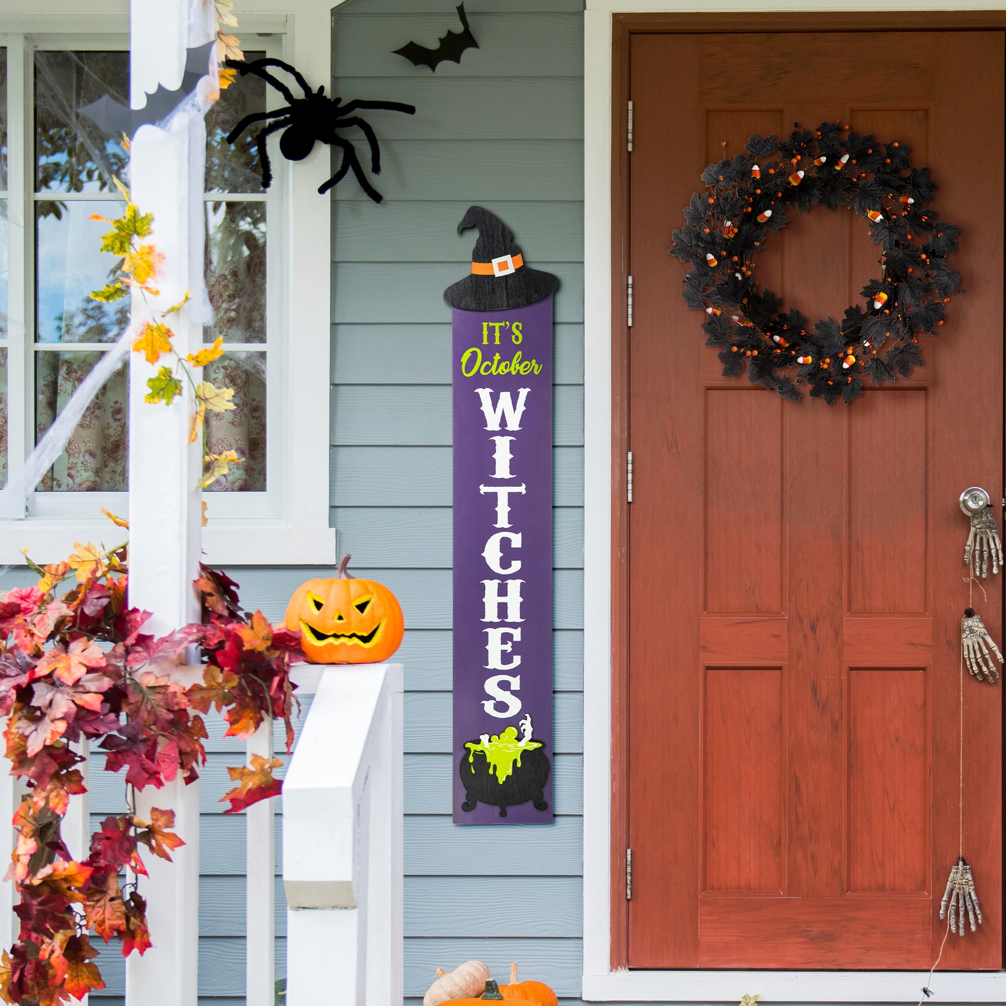 Glitzhome&#xAE; 4ft. Halloween Wooden Witch Hat Porch D&#xE9;cor