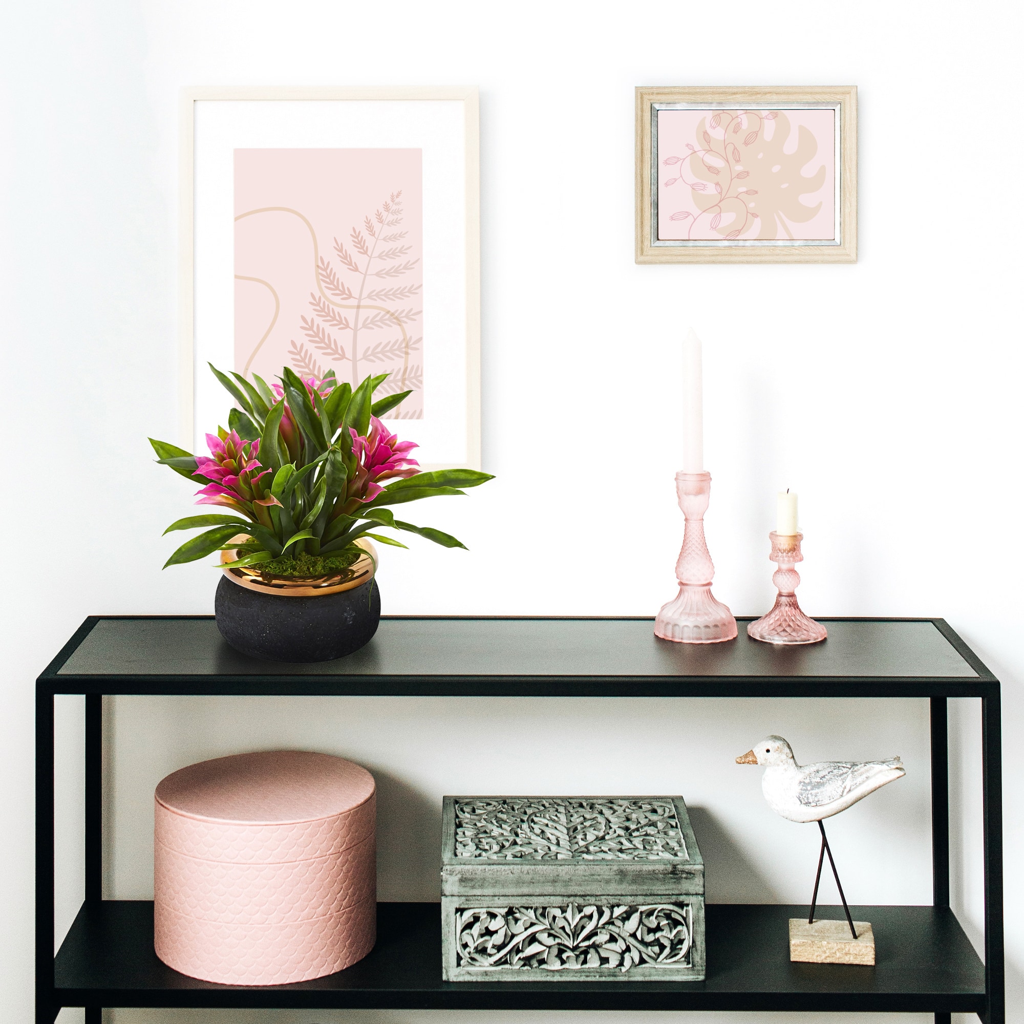 11" Bromeliad Plant in Stoneware Planter