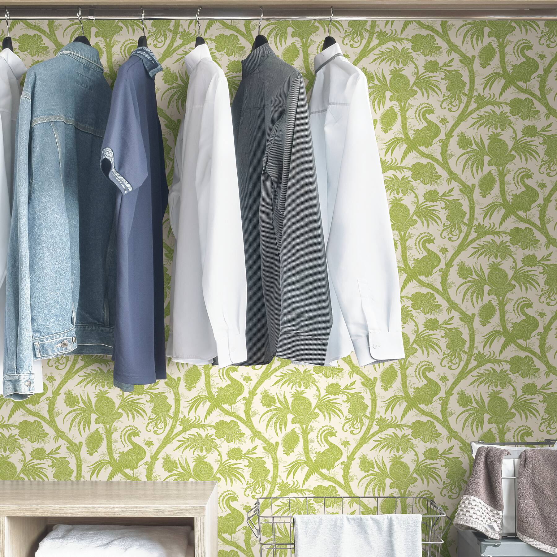 Scalamandre Pear Balinese Peacock Peel & Stick Wallpaper