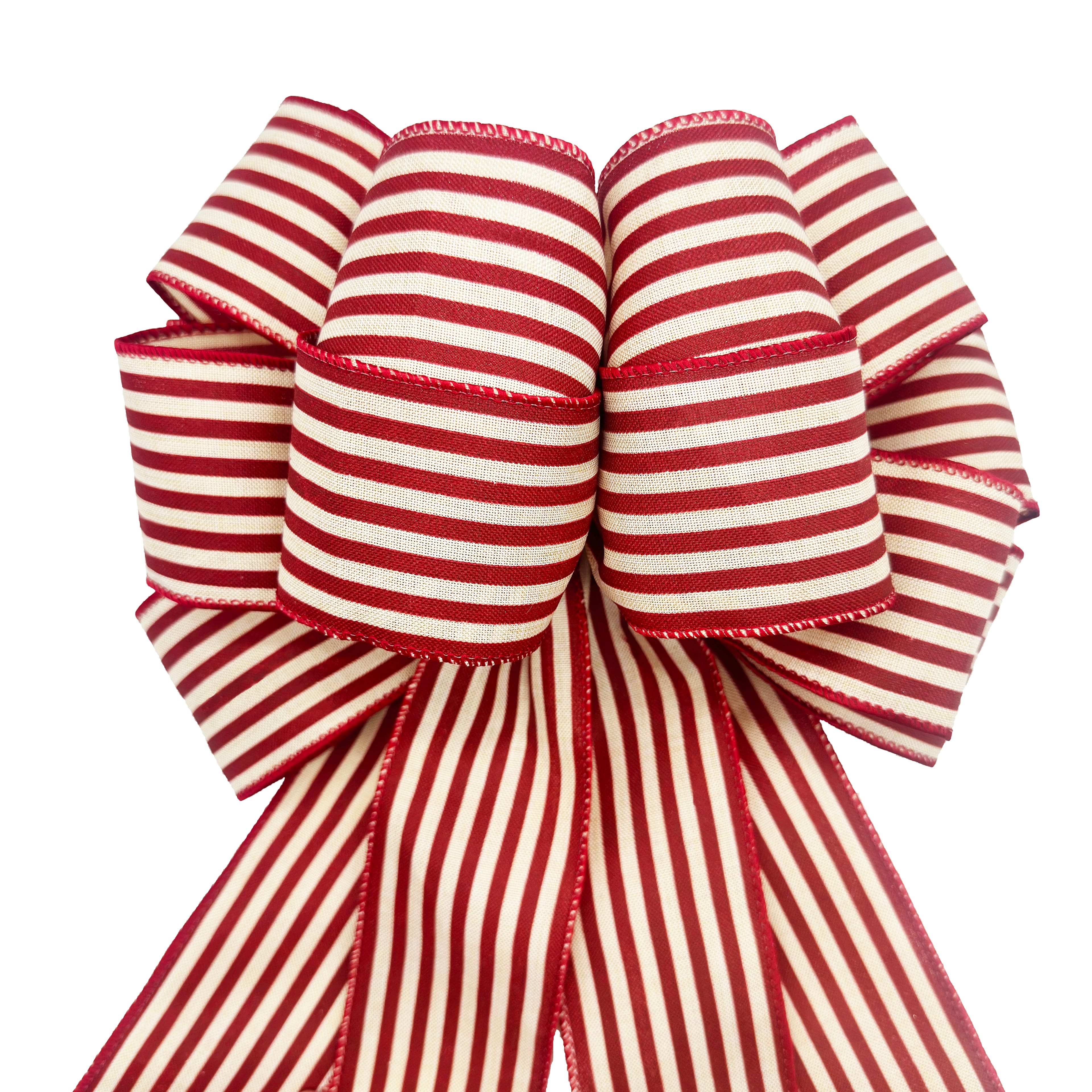 20.5&#x22; Red Ticking Stripes Tree Bow by Celebrate It&#xAE;