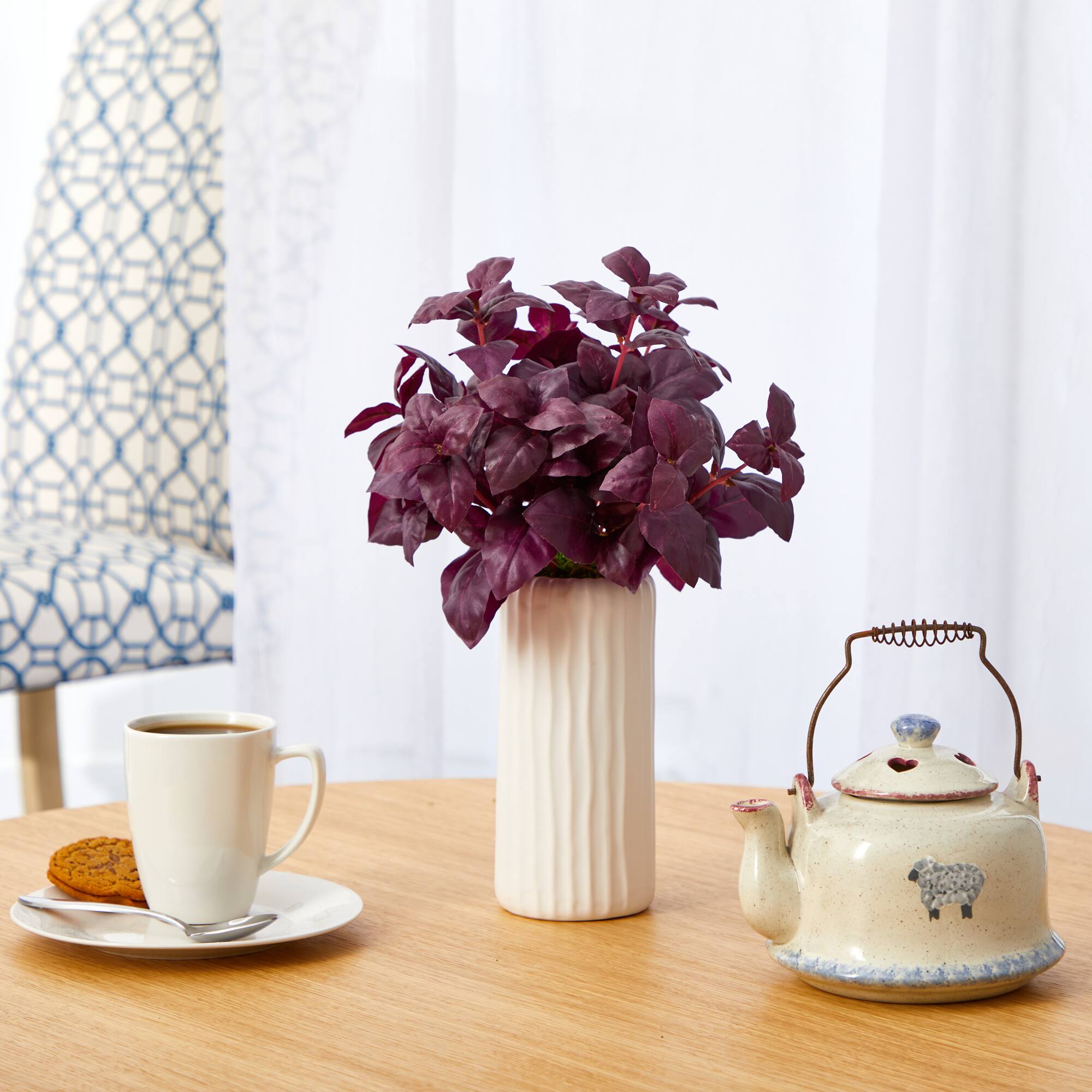 15'' Basil Plant in White Planter