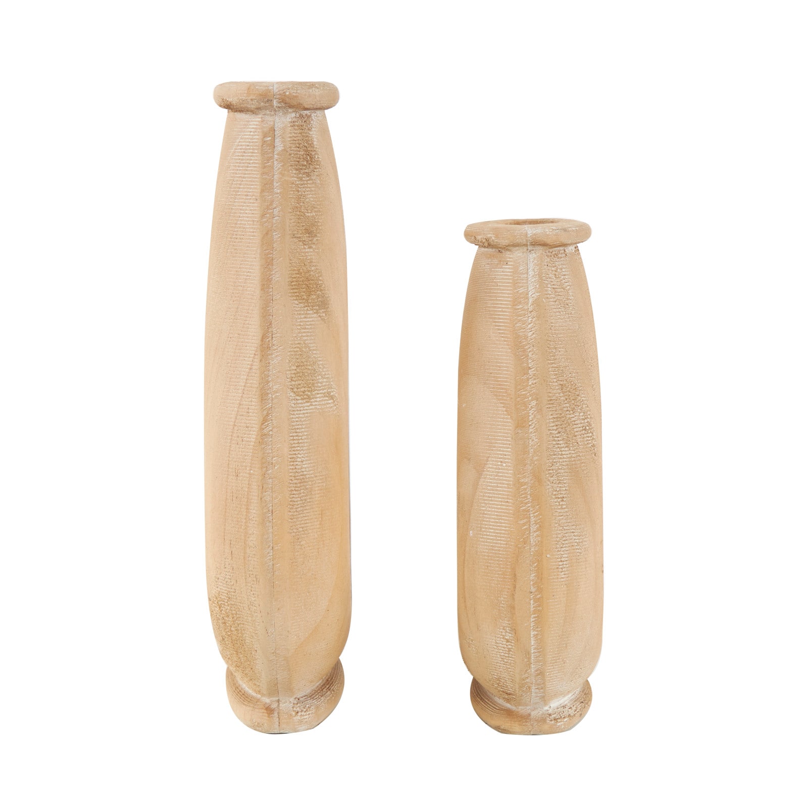 Brown Wood Teardrop Vase with Cutout Center Set