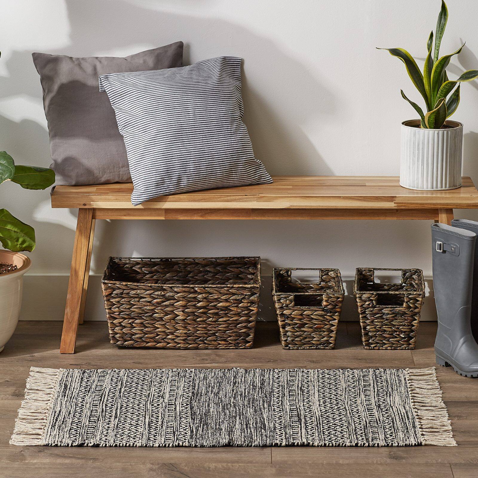 DII® Black Textured Dobby Hand-Loomed Rug, 2ft. x 3ft.