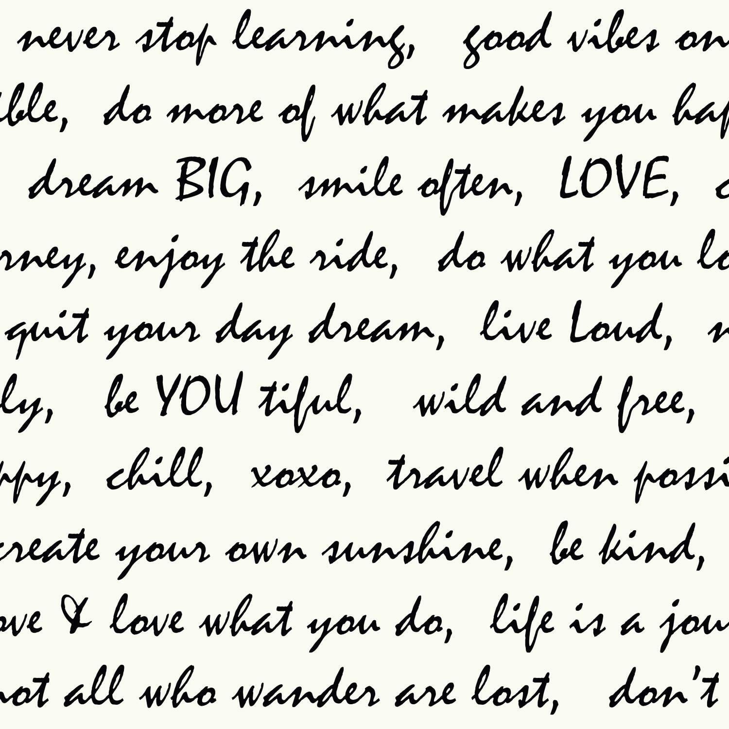 RoomMates Black Dream Big Script Peel & Stick Wallpaper