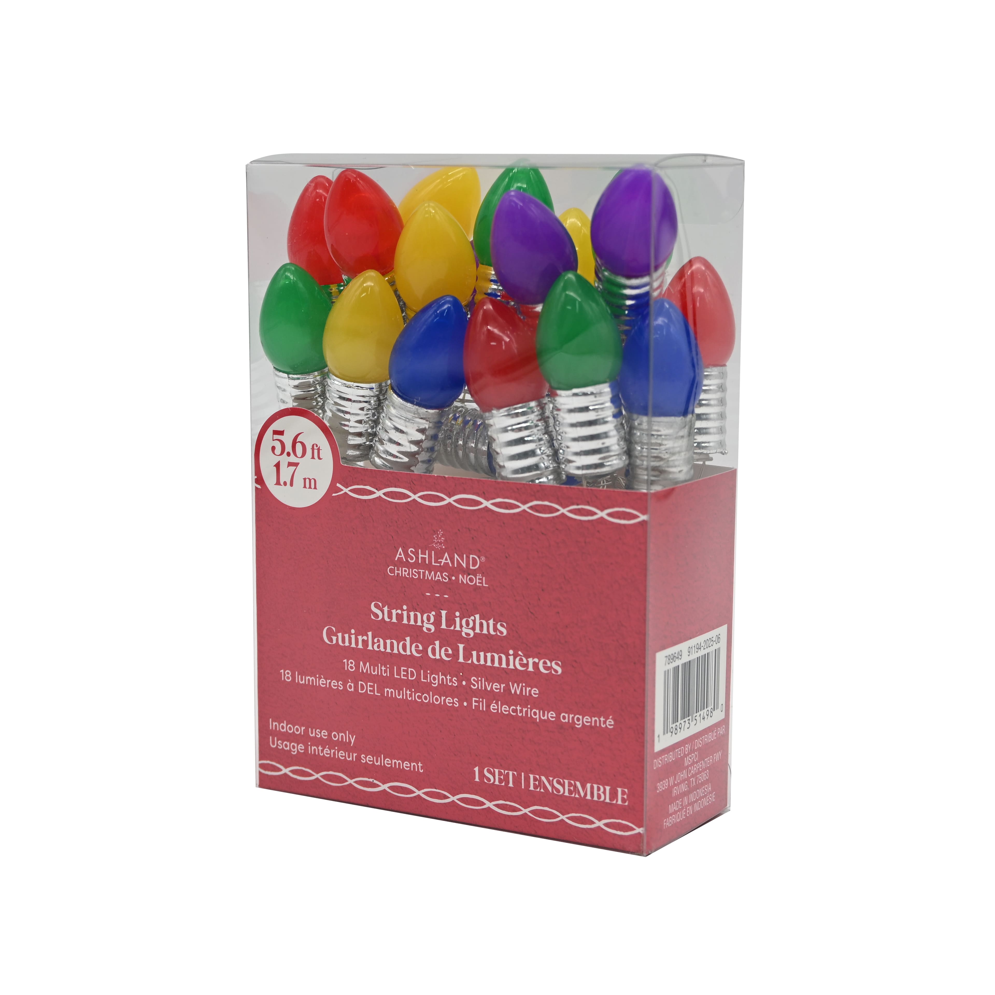 18ct. Multicolor LED Traditional Bulb String Lights on Silver Wire by Ashland&#xAE;