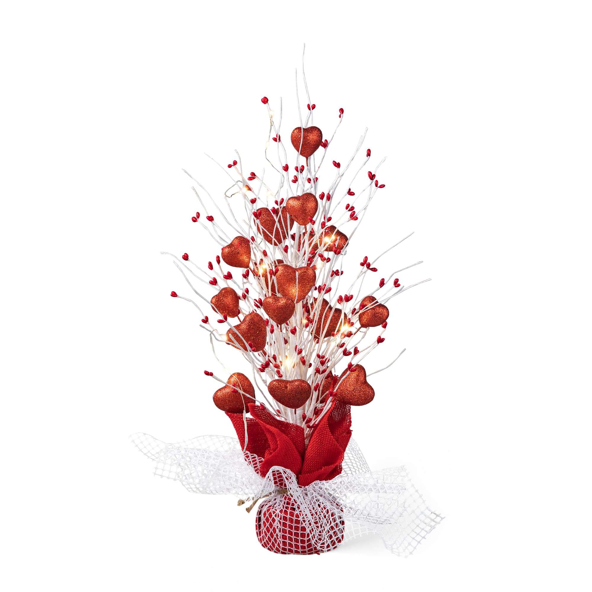 Glitzhome&#xAE; 21&#x22; Lighted Valentine&#x27;s Heart Table Tree