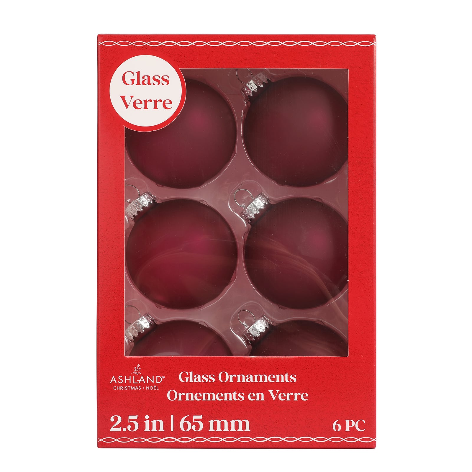 6 Pack 2.5&#x22; Frosted Glass Ball Ornaments by Ashland&#xAE;