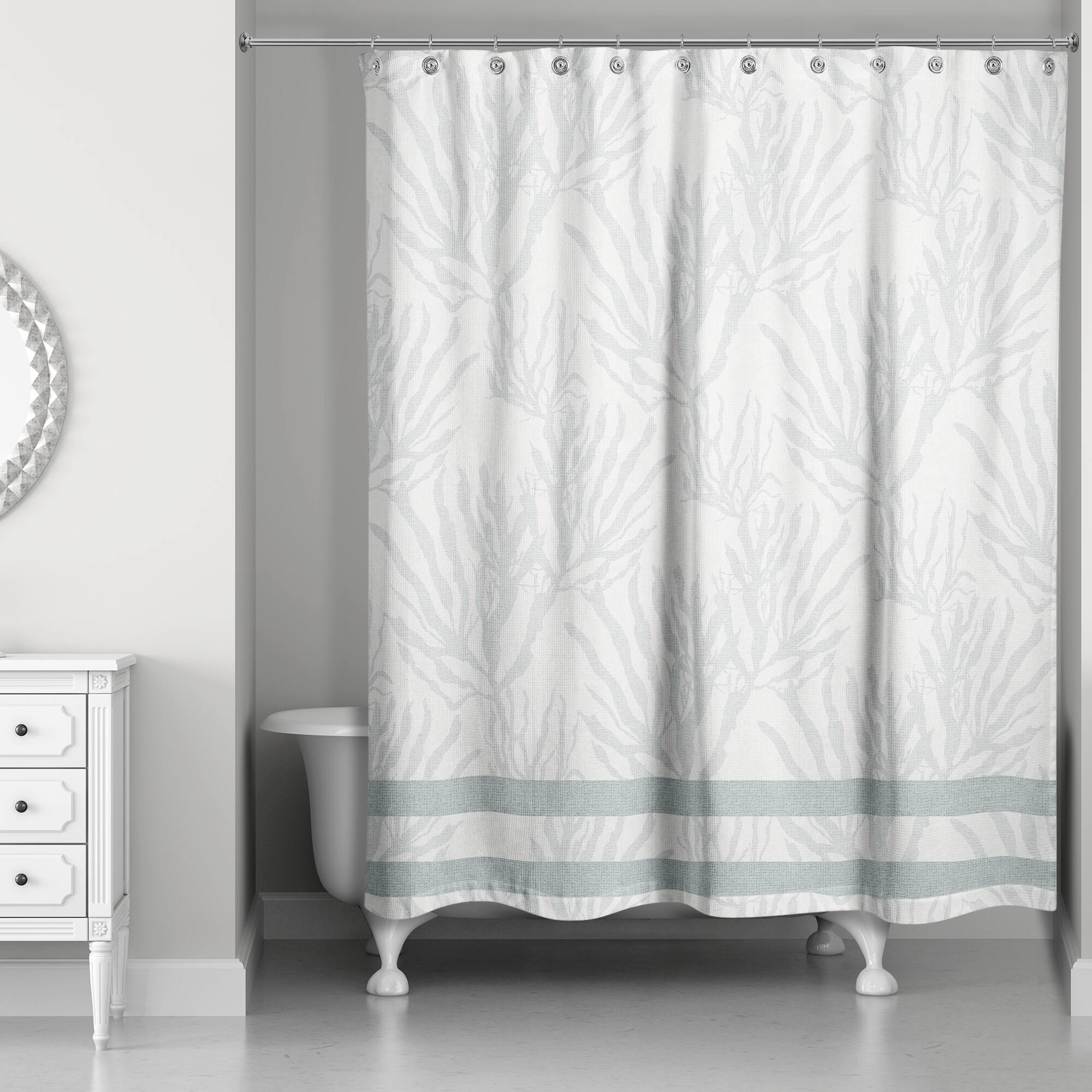 Coral &#x26; Stripe Shower Curtain