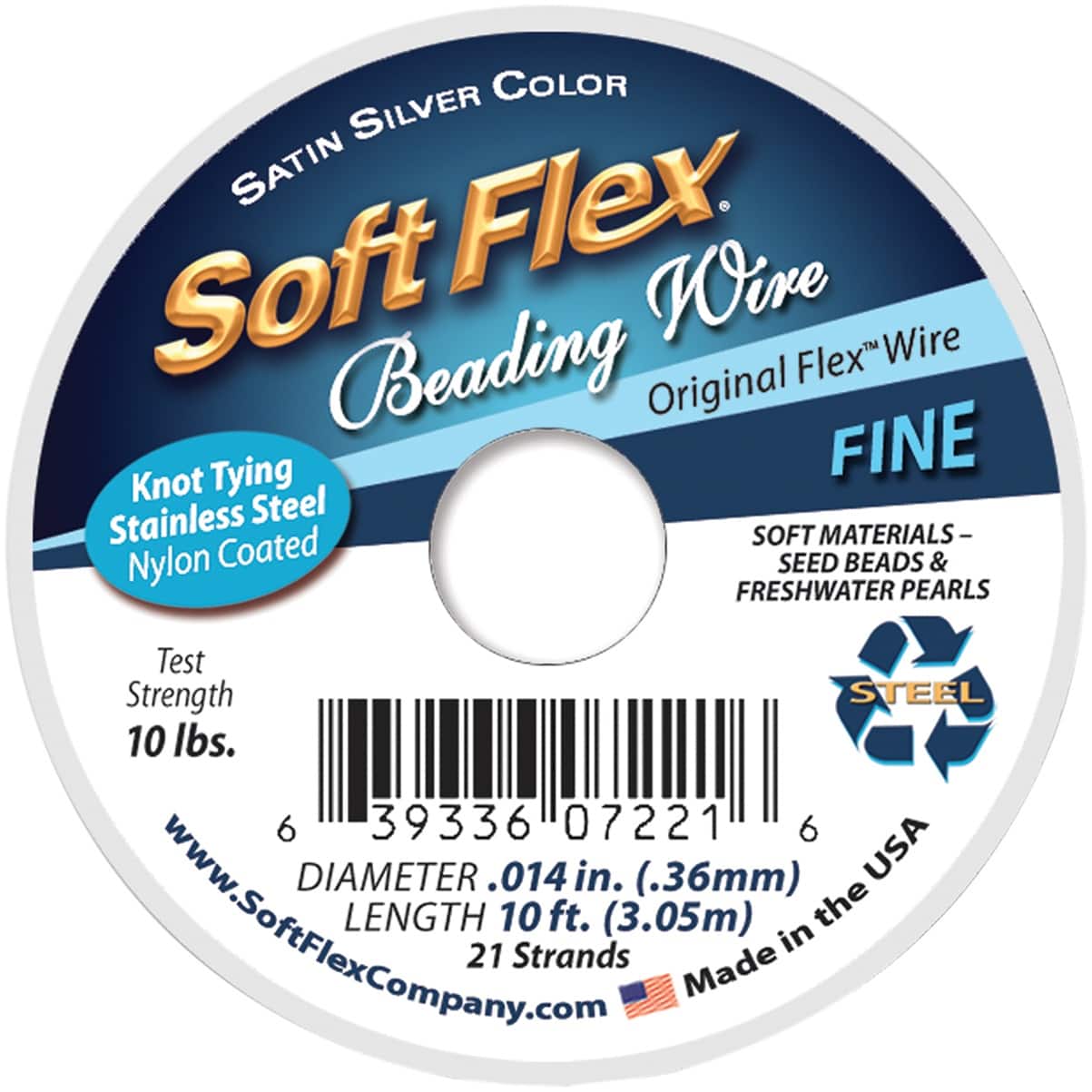 11057 - 0.024 Diameter Soft Flex Beading Wire Satin Silver - 100 Feet