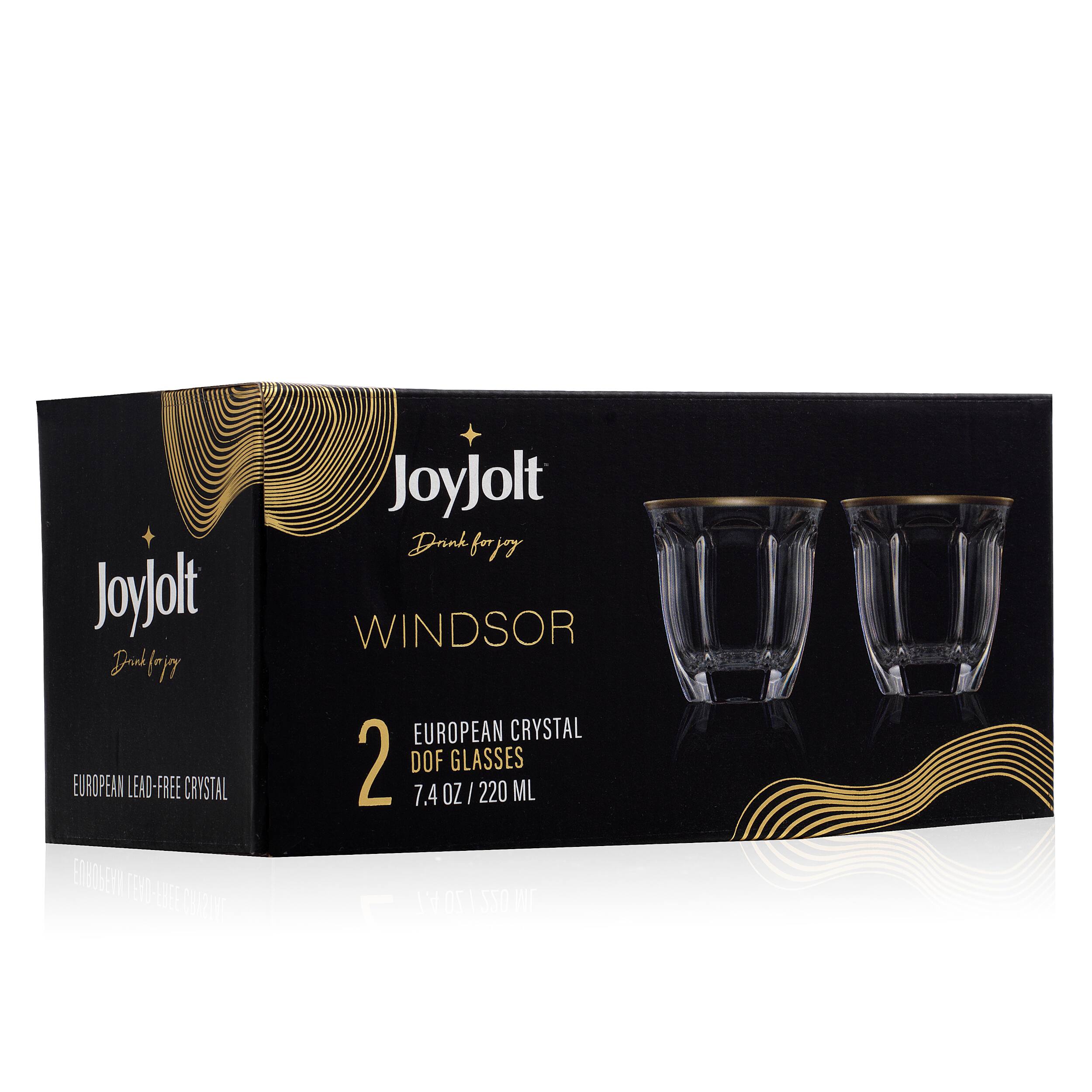 JoyJolt Windsor - Juego de 2 vasos de cristal con borde dorado, vasos para  bebidas de 8.7 onzas. Jue…Ver más JoyJolt Windsor - Juego de 2 vasos de