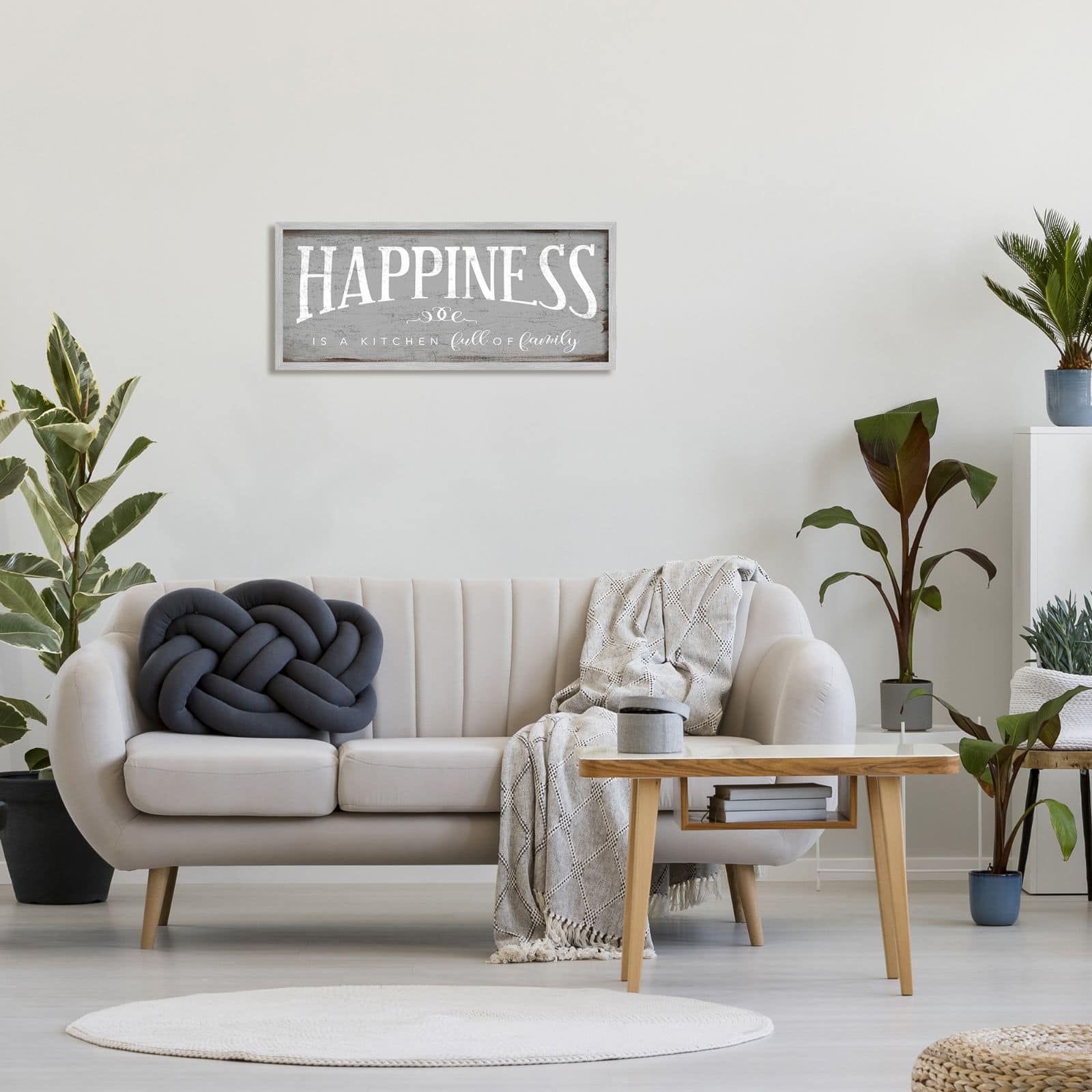 Stupell Industries Happiness is A Full Kitchen Phrase Distressed Paint Framed Wall Art