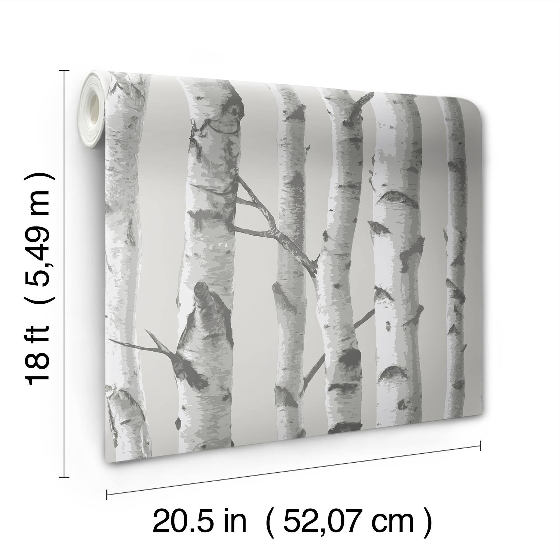 InHome Birch Forest Gray Peel & Stick Wallpaper