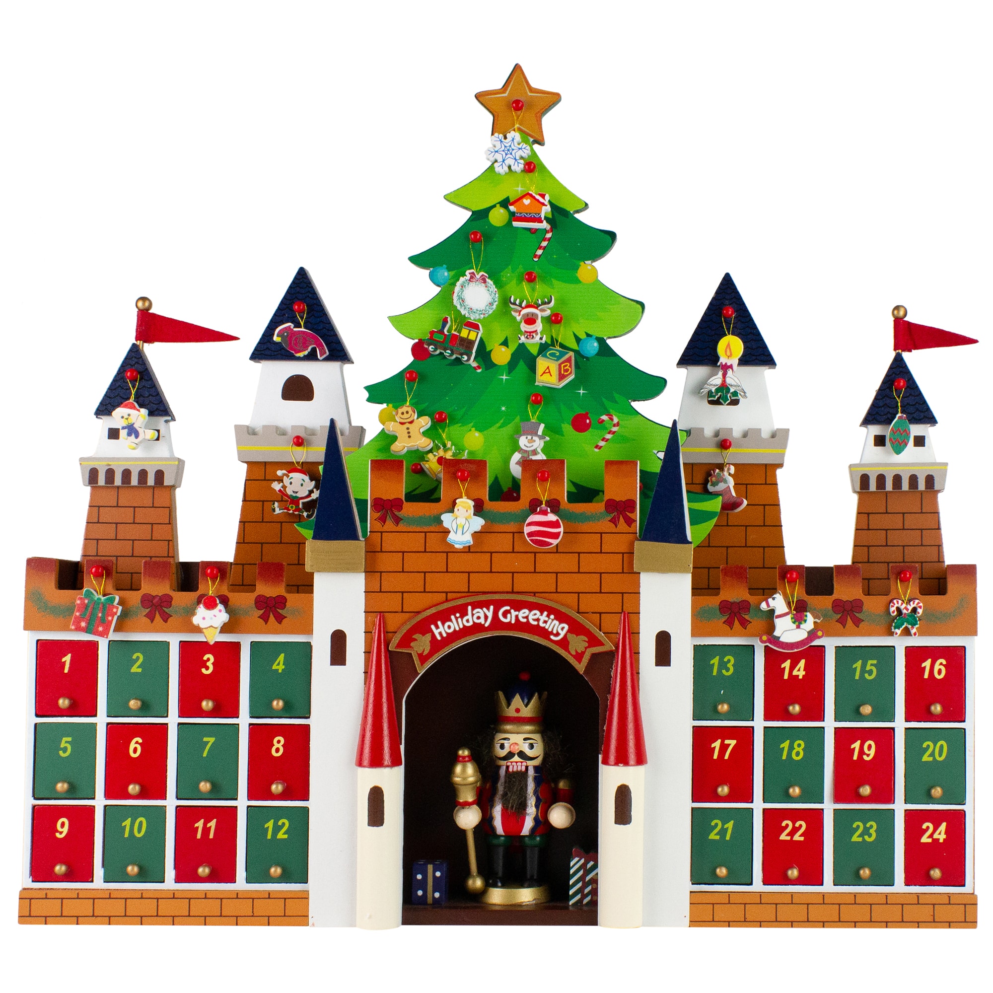20.5&#x22; Nutcracker Castle Christmas Advent Calendar Decoration