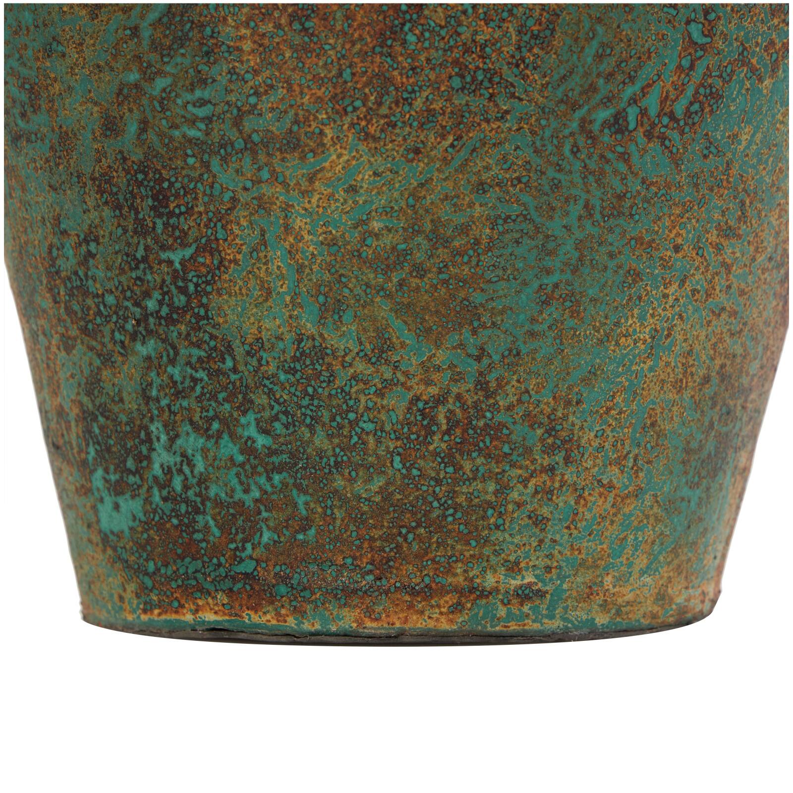 23.5" Rustic Green & Brown Antique-Style Ceramic Vase